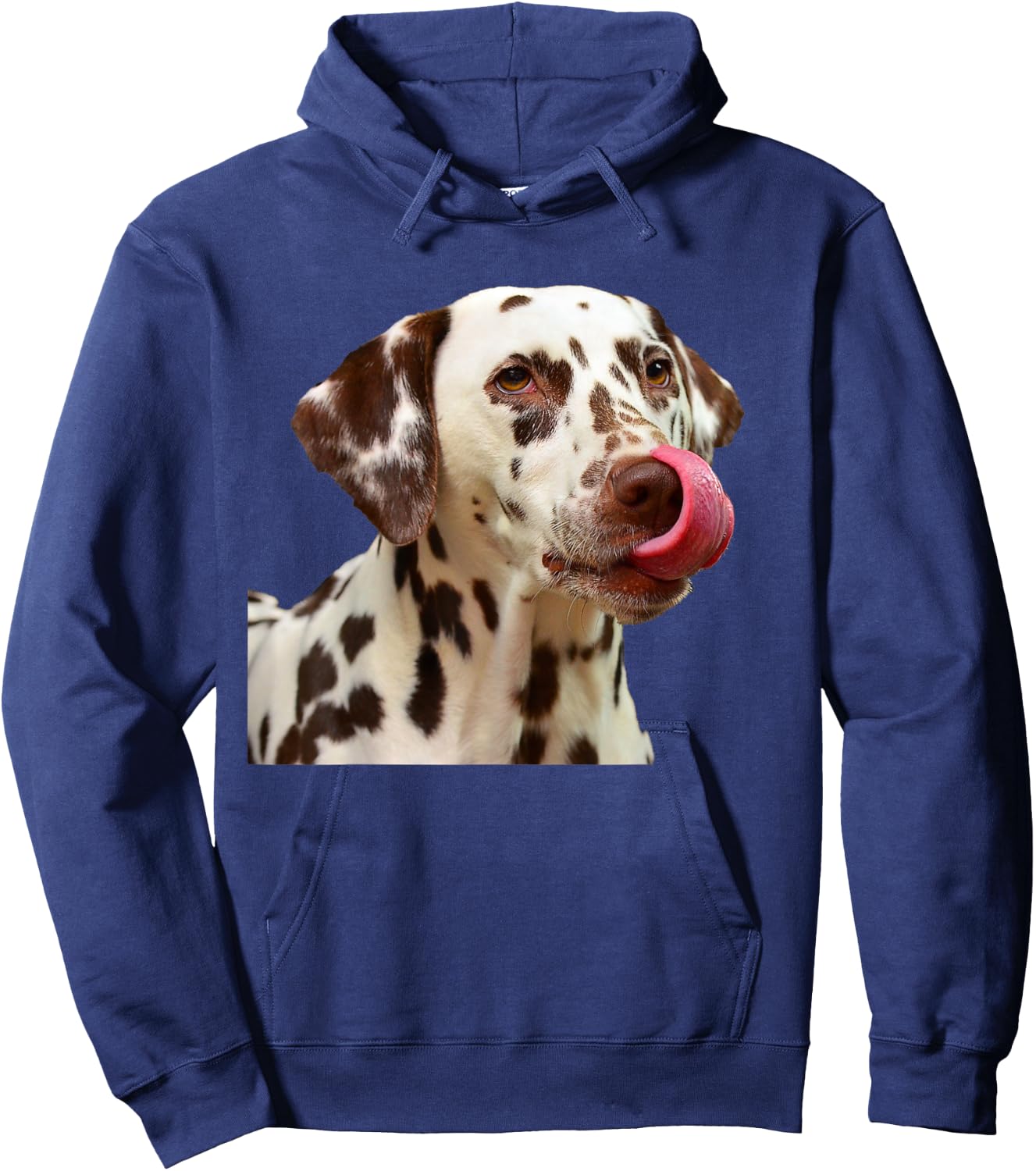 Dalmatian Tongue Licking Funny Cute Liver Color Spots Hoodie - Hoodie | Navy
