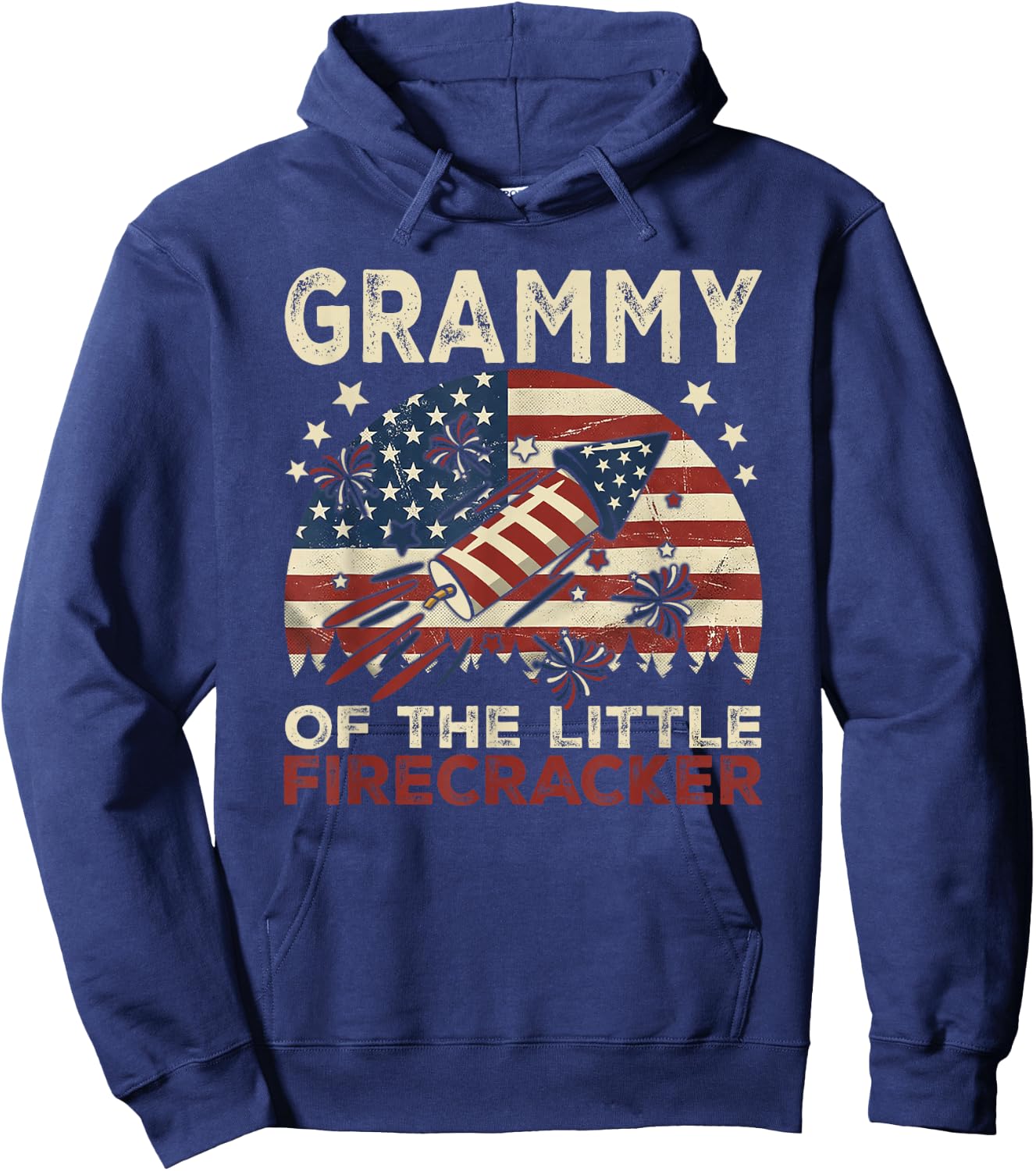 Grammy of The Little Firecracker Fourth of July Birthday Hoodie - Hoodie | Navy