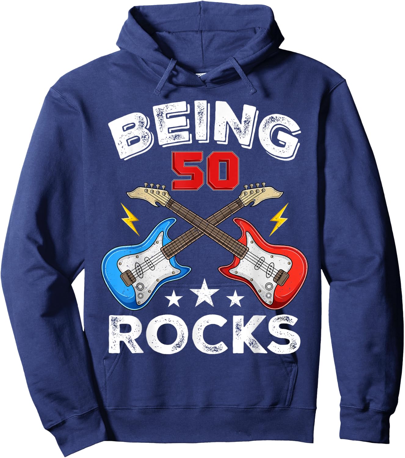 Being 50 Rocks Guitar Funny 50th Birthday Hoodie - Hoodie | Navy