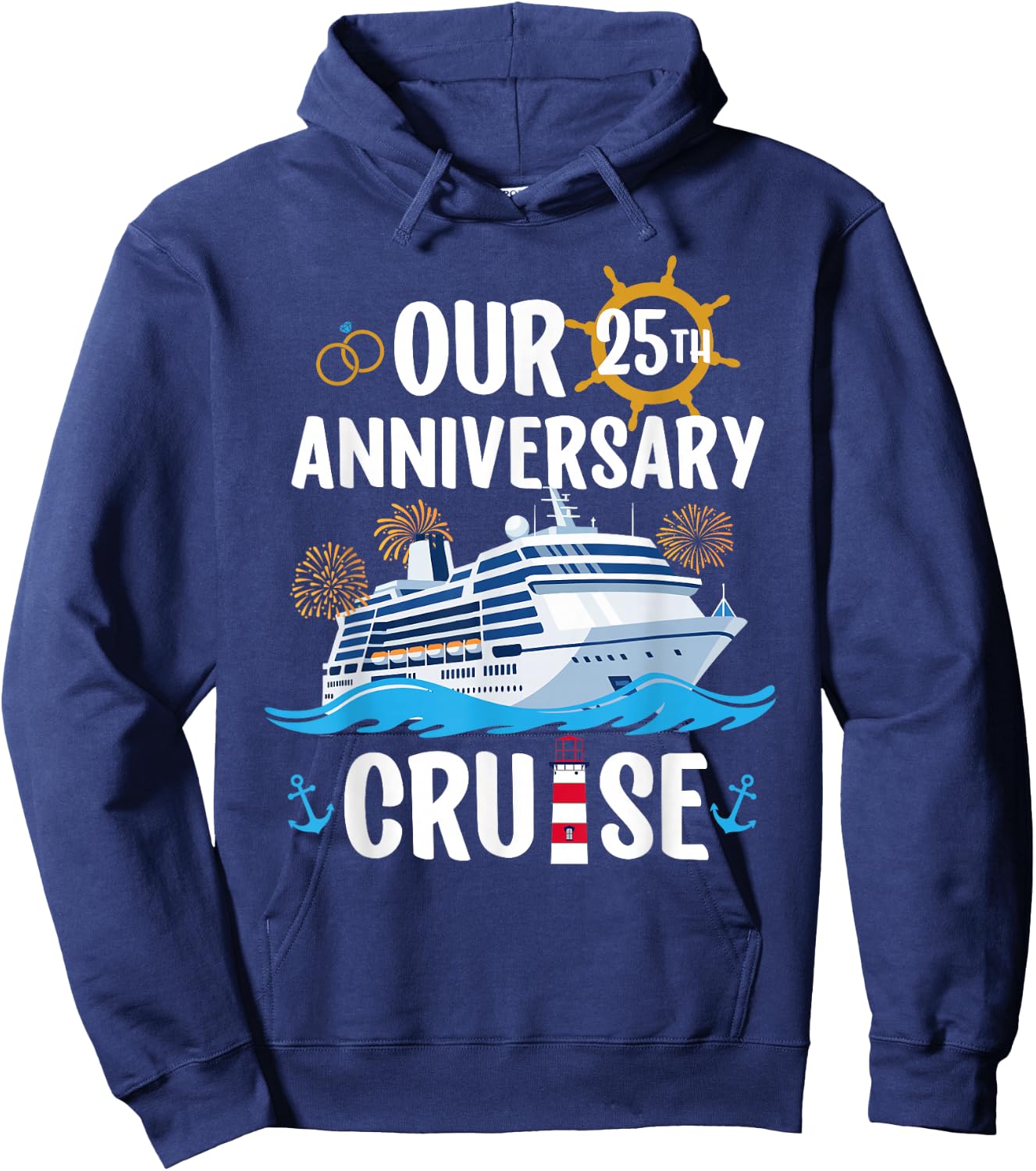 Our 25th Anniversary Cruise Trip Husband and Wife Cruising Hoodie - Hoodie | Navy