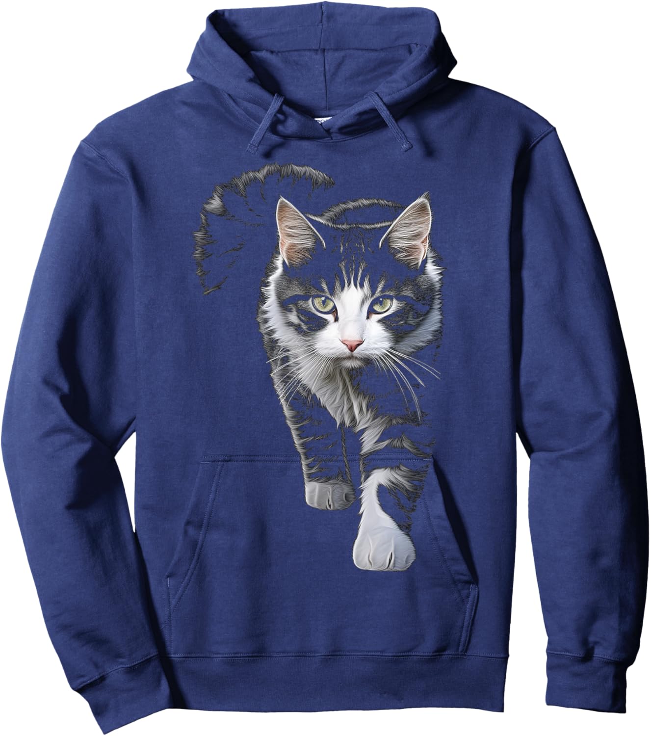 Cat Drawing Animal Art Motif Cat , black Hoodie - Hoodie | Navy