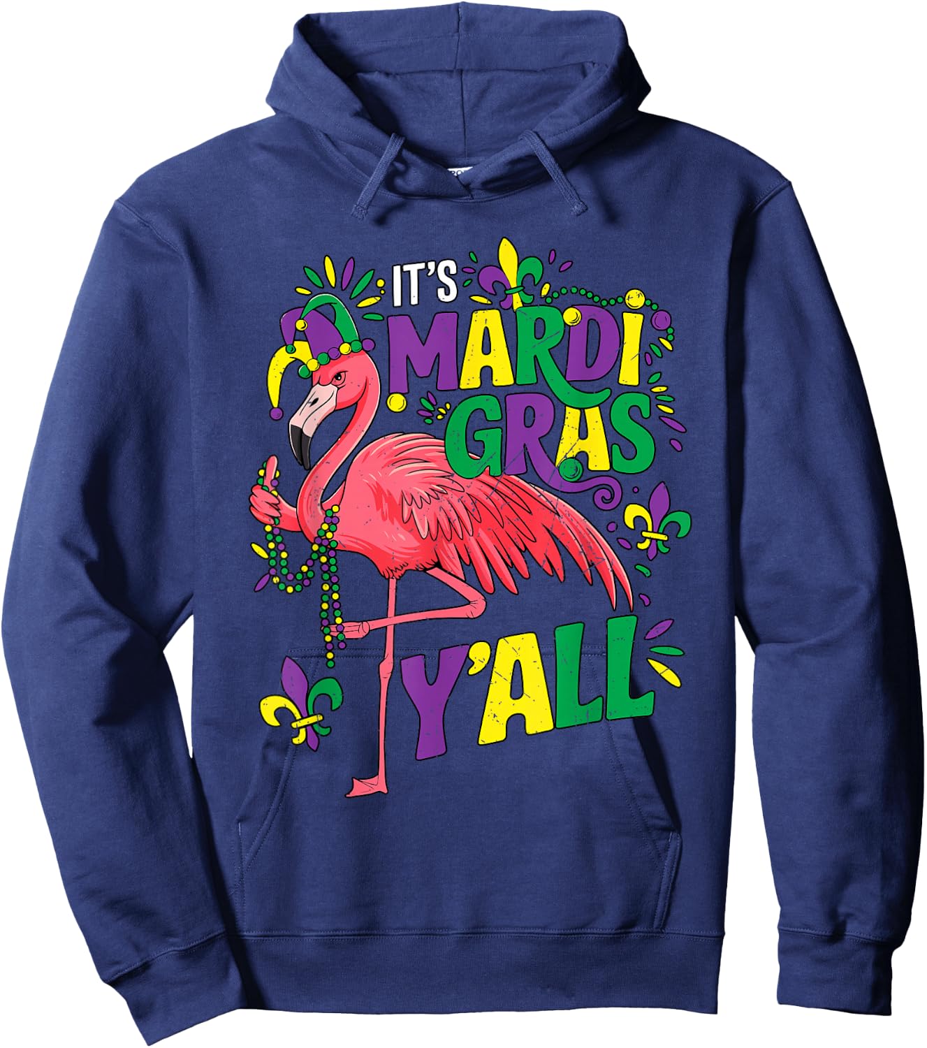 Funny Flamingo Mardi Gras Carnival Party Outfit Kids Hoodie - Hoodie | Navy