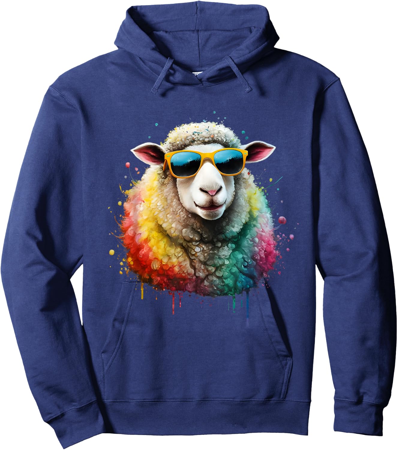 Sheep Men Woman Watercolor Colorful Sheep , Black, S Hoodie - Hoodie | Navy