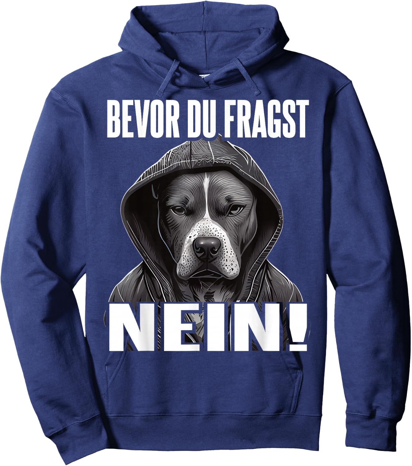 Pitbull Slogan Funny Gift I Bevor du fragst Nein , black Hoodie - Hoodie | Navy