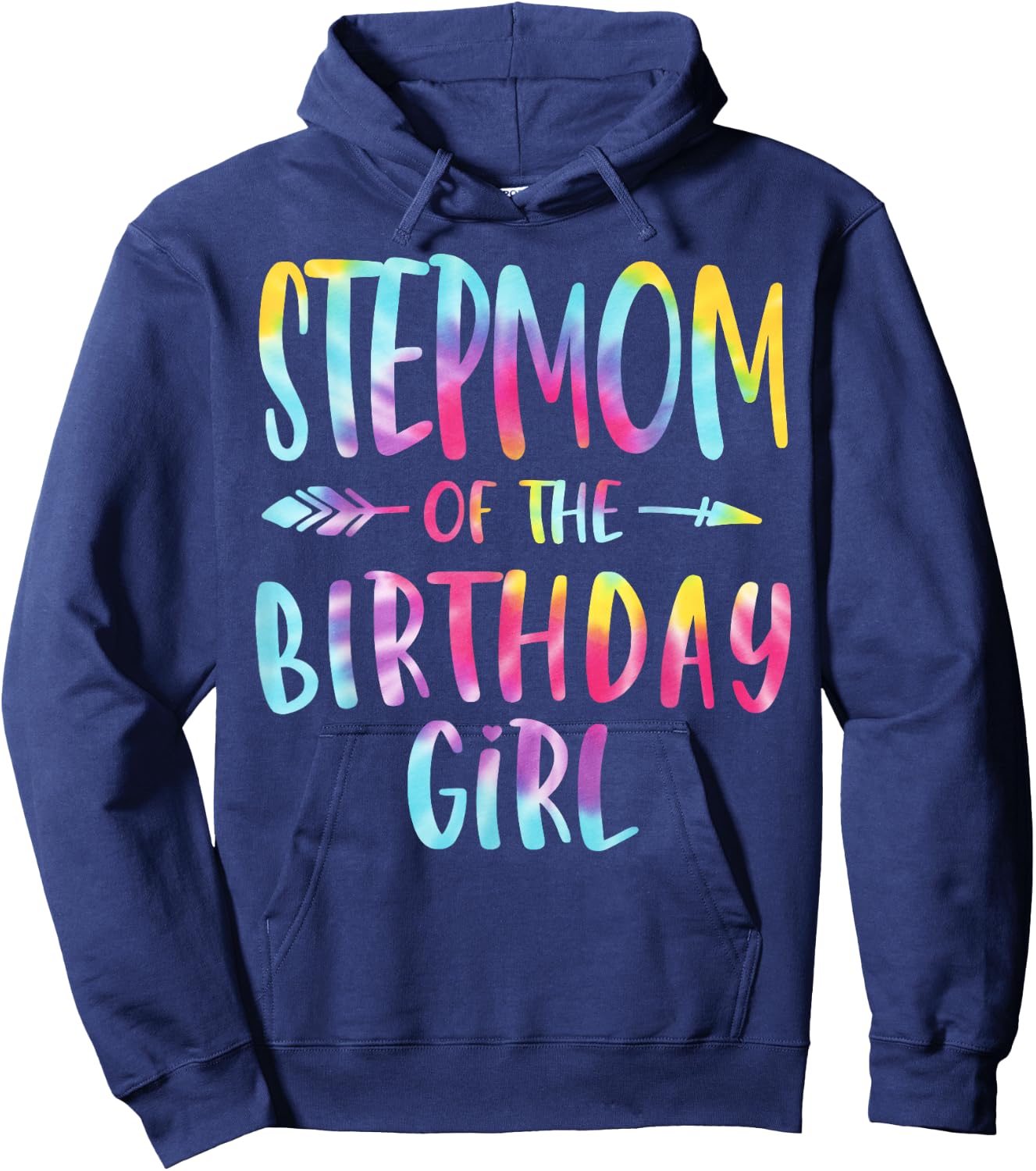 Stepmom of Birthday Girl Tie Dye Colorful Birthday Gift Hoodie - Hoodie | Navy