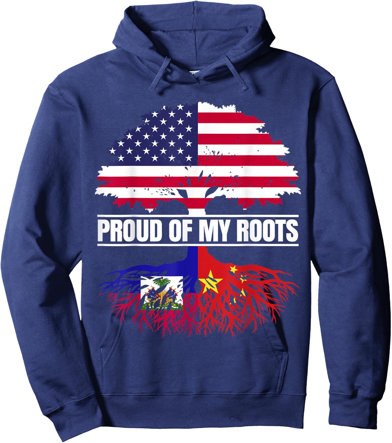 Haiti China Mix Heritage Proud of my Roots Haitian Chinese Hoodie - Hoodie | Navy