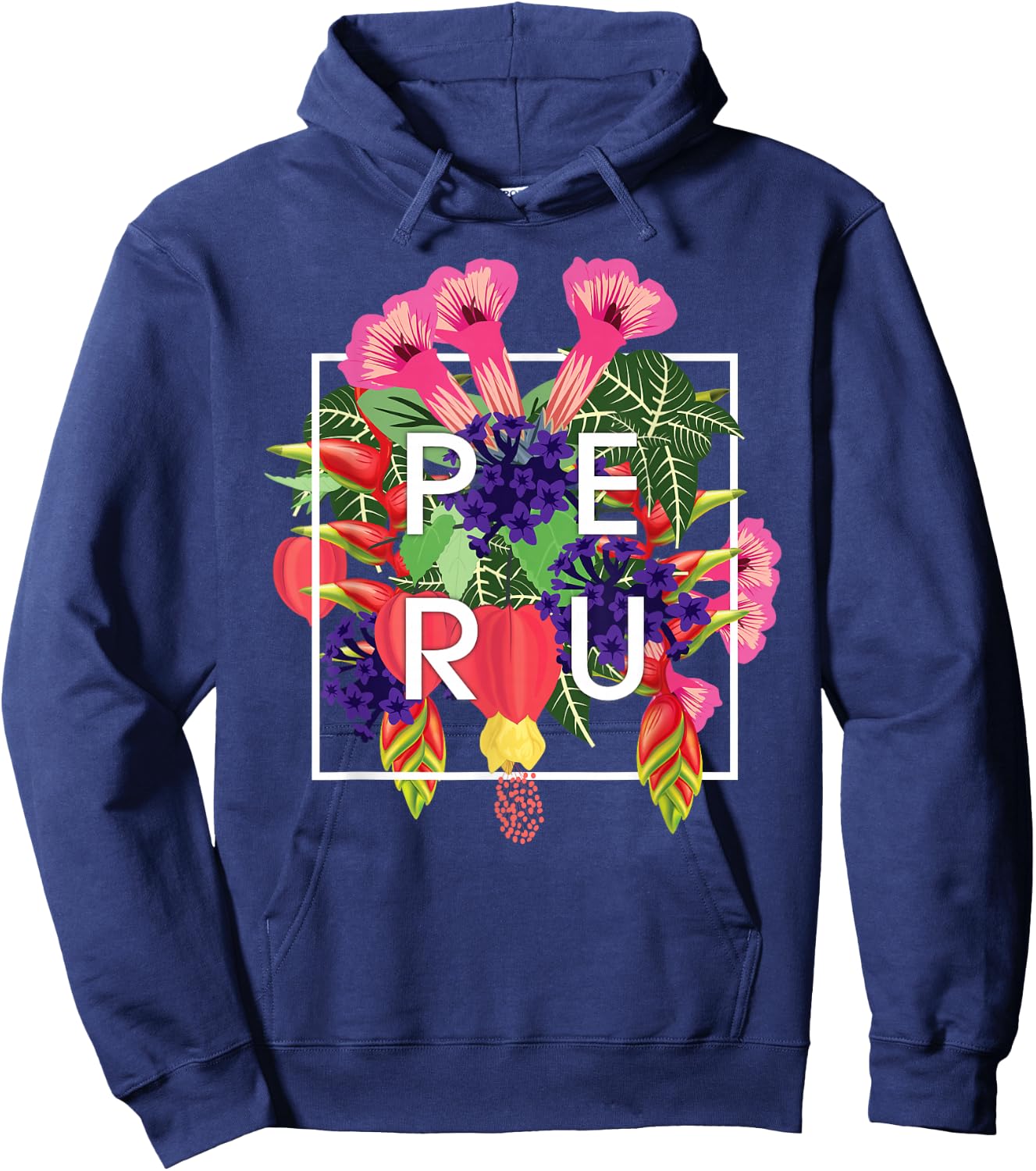 Flowers of Peru Word Art - Peruvian Pride Hoodie - Hoodie | Navy