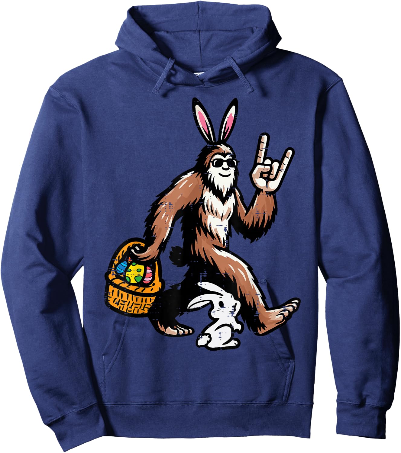 Easter Bigfoot Rock Bunny Sasquatch Rocker Men Boys Kids Hoodie - Hoodie | Navy