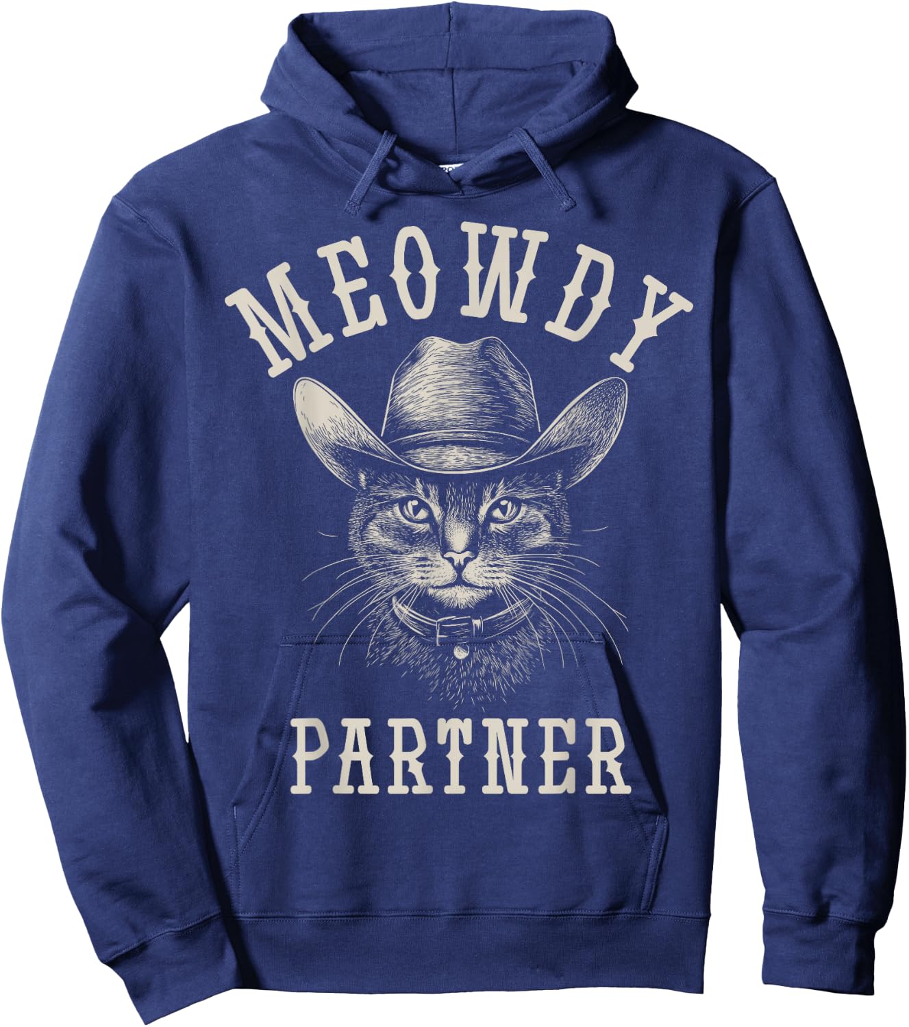 Meowdy Partner Cat Cowboy Hat Funny Western Howdy Partner Hoodie - Hoodie | Navy