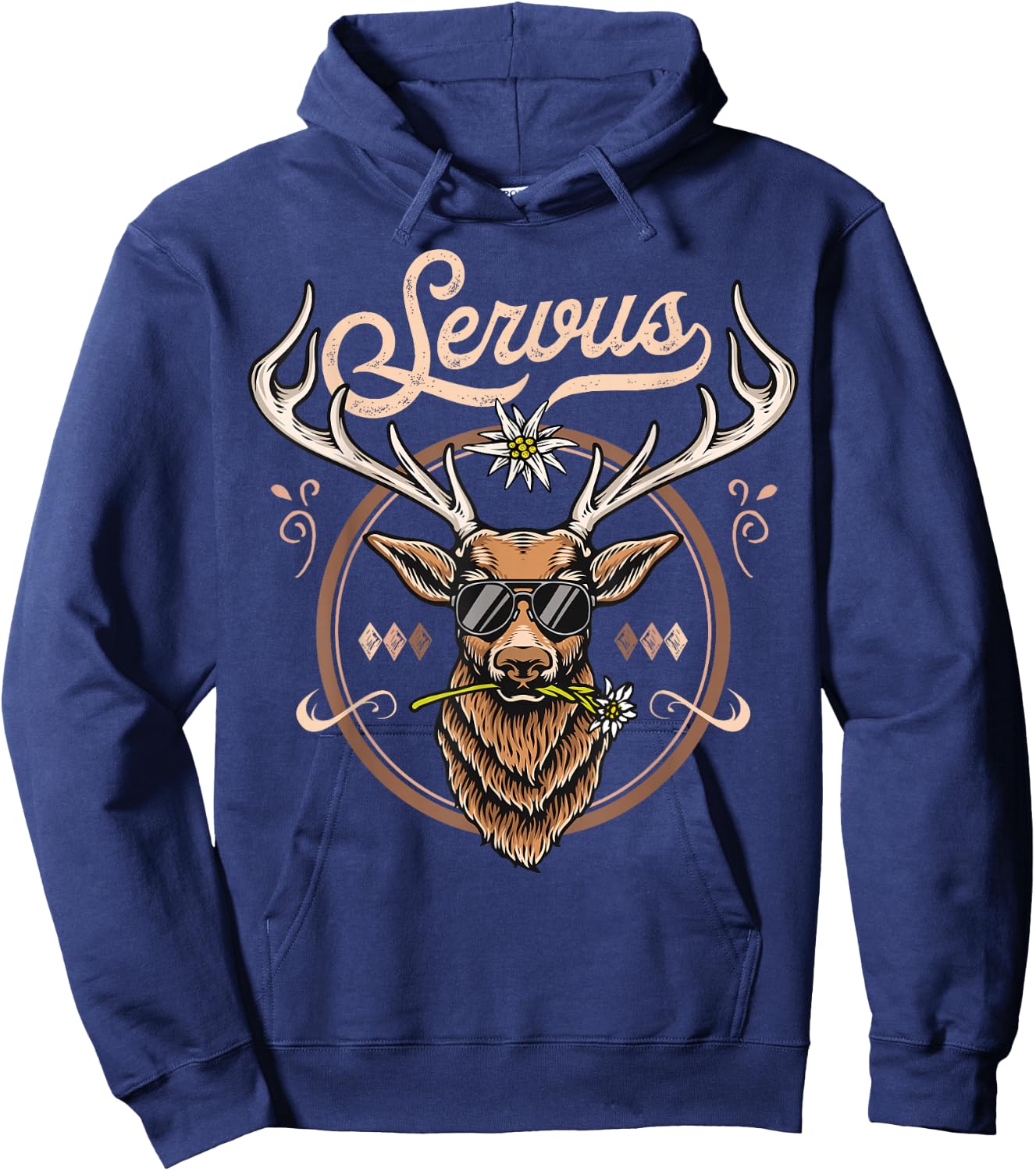 Passend für Oktoberfest Herren Trachtenshirt Servus Trachten Hoodie - Hoodie | Navy