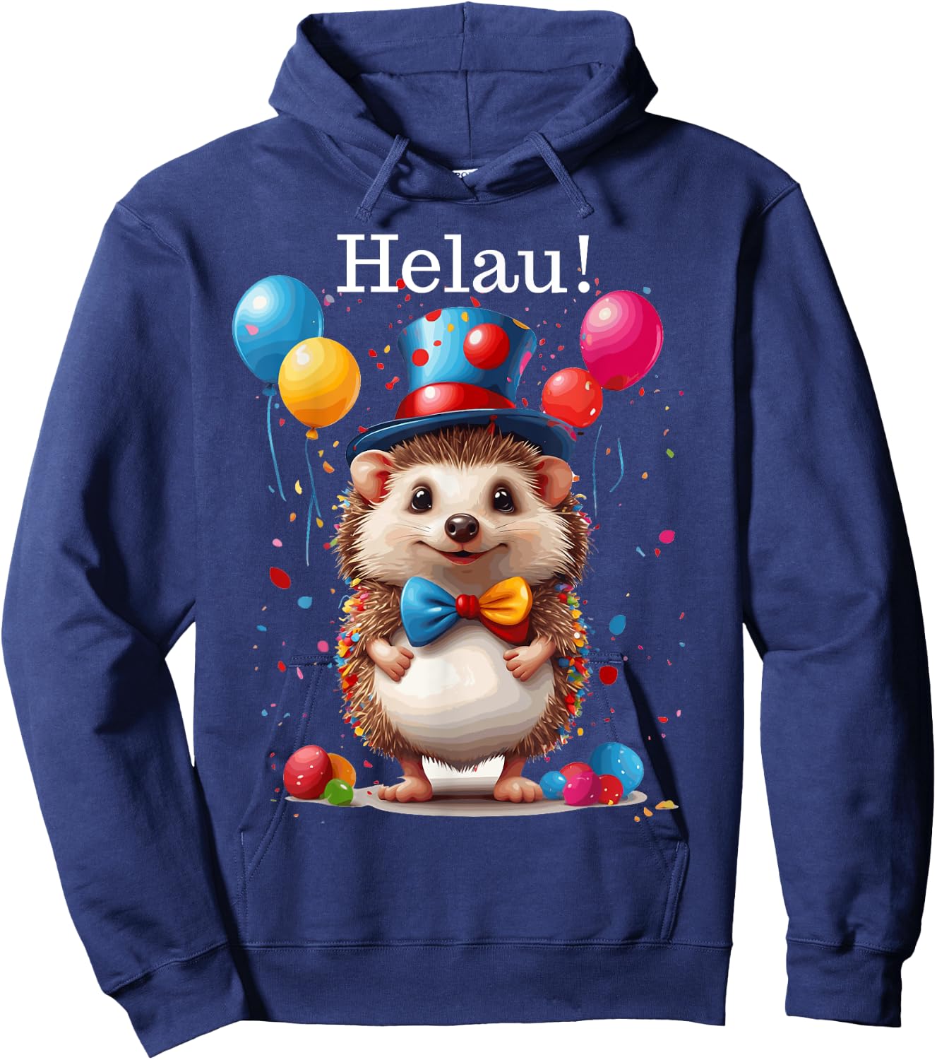 Carnival Costume Helau Hedgehog with Hat Costume and Balloons , black Hoodie - Hoodie | Navy