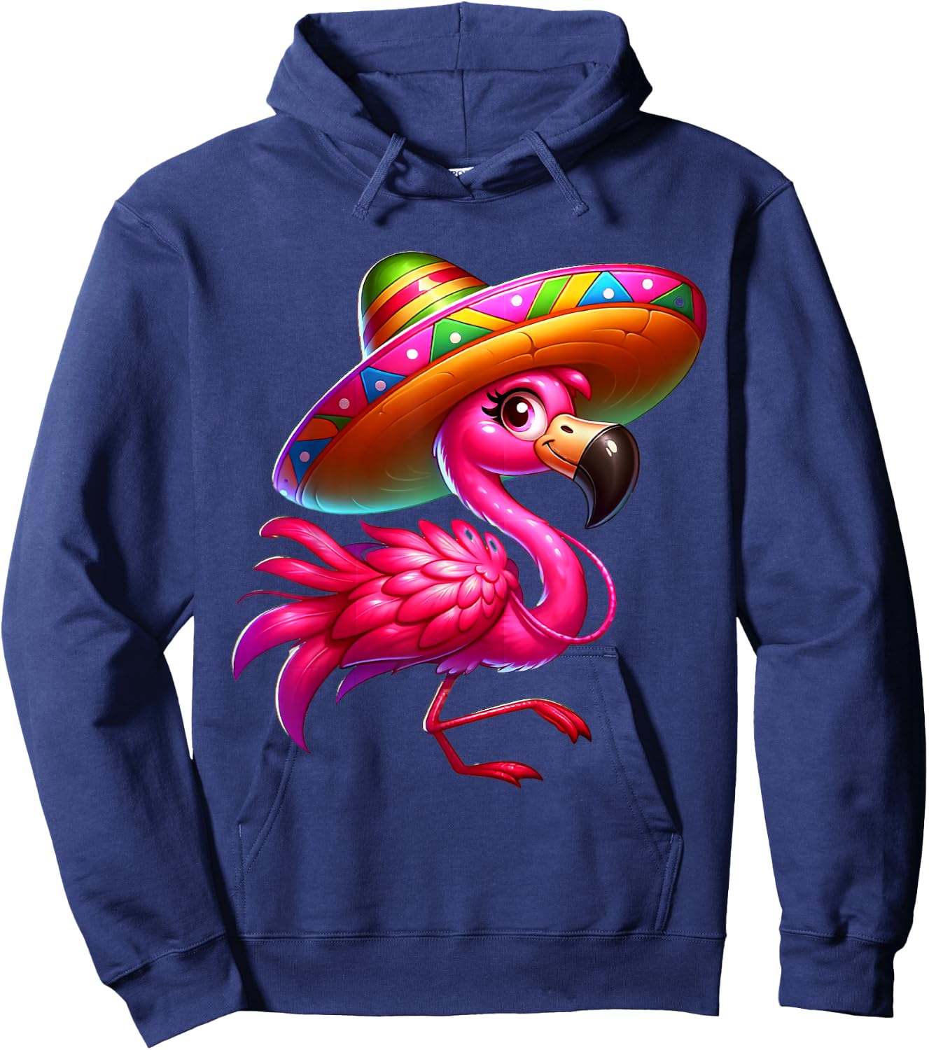 Cinco de Mayo Flamingo Wearing Mexican Sombrero Men Women Hoodie - Hoodie | Navy