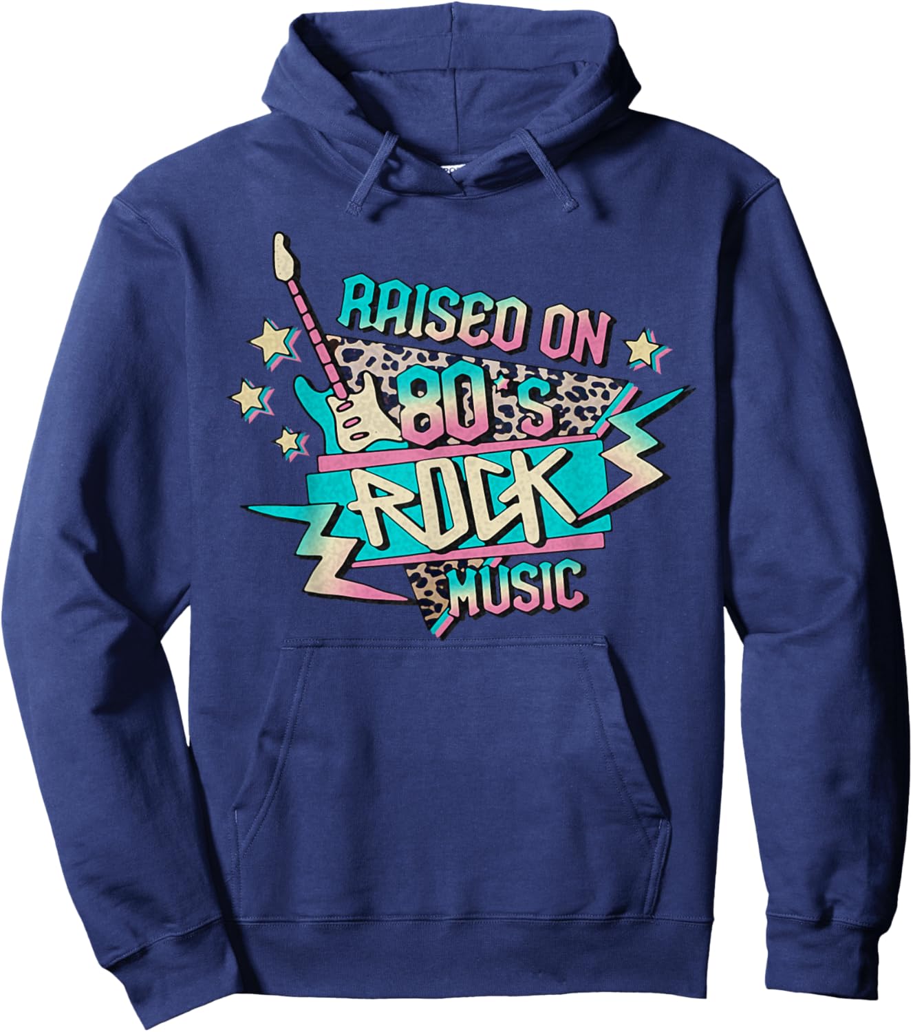 Vintage 80's Rock Music Eighties Hair Bands Guitarist Hoodie - Hoodie | Navy