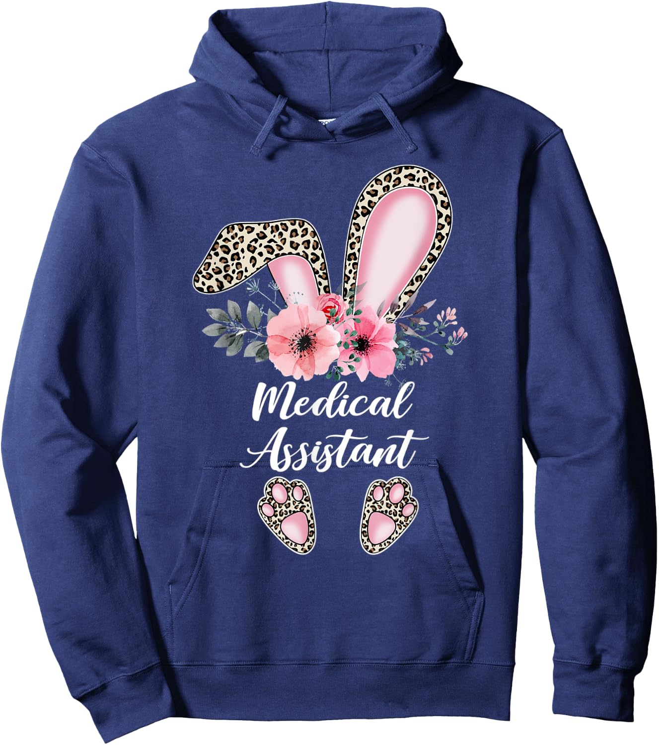 Medical Assistant Leopard Rabbit Bunny Easter Day MA Gift Hoodie - Hoodie | Navy