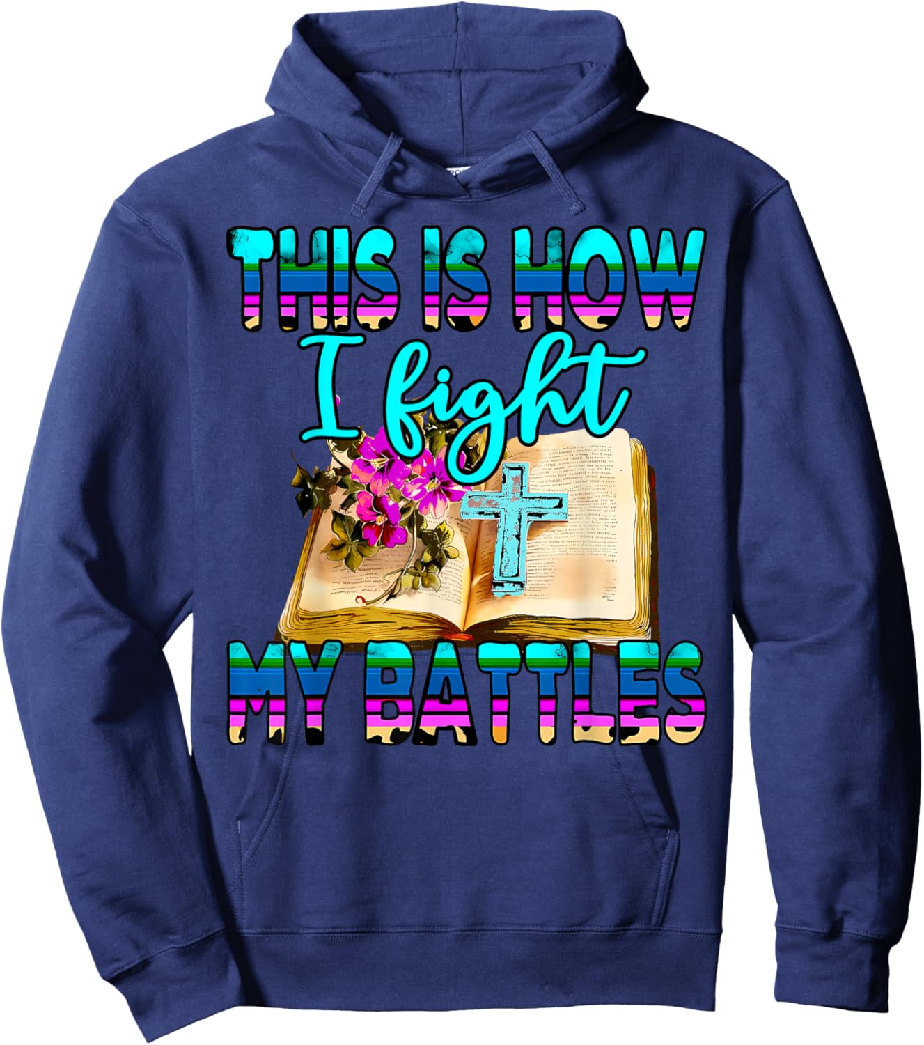 This Is How I Fight My Battles Leopard Cross Christian Jesus Hoodie - Hoodie | Navy