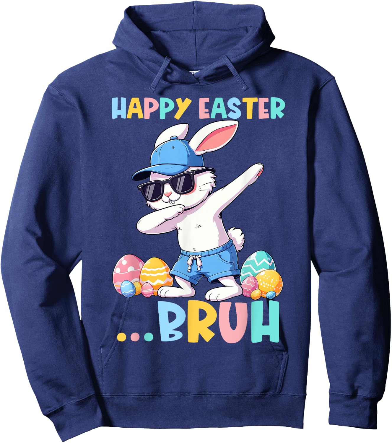 Bruh Meme Easter Day Dabbing Bunny Easter Bruh Boys Kids Hoodie - Hoodie | Navy