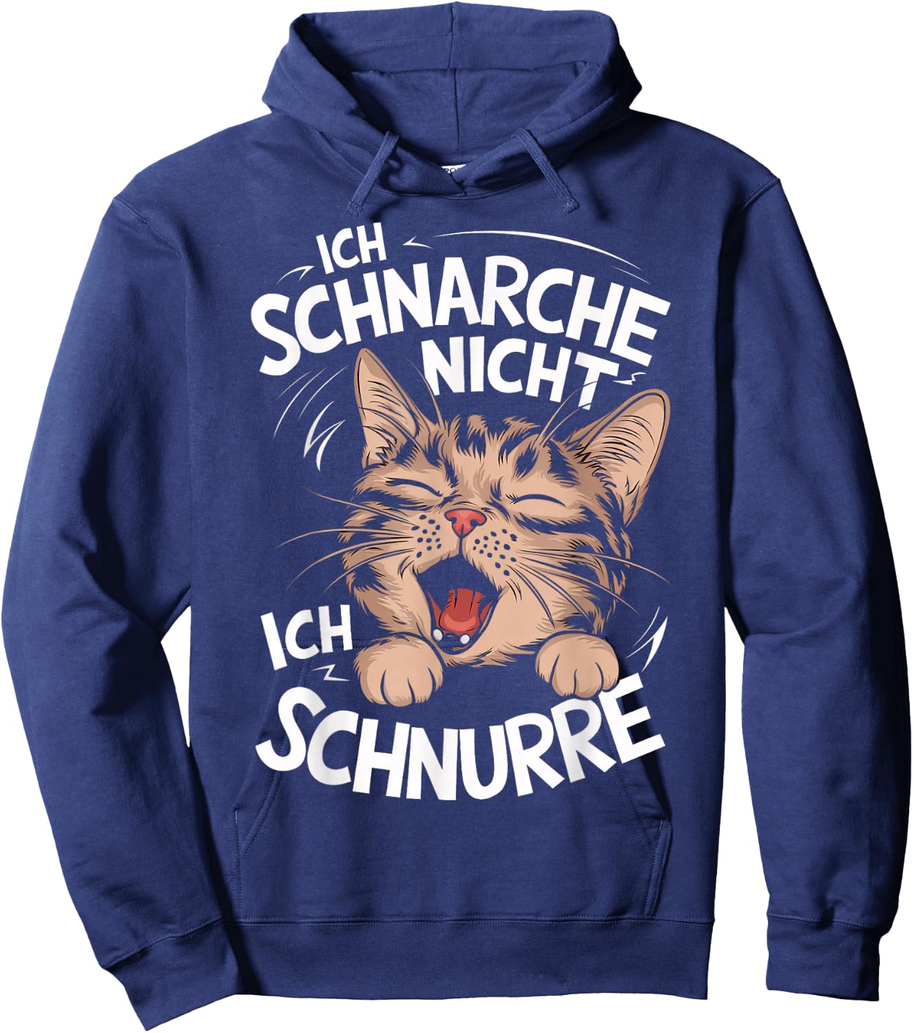 with German Text "Ich schnarche nicht ich schnurre Katzen" [German, black Hoodie - Hoodie | Navy