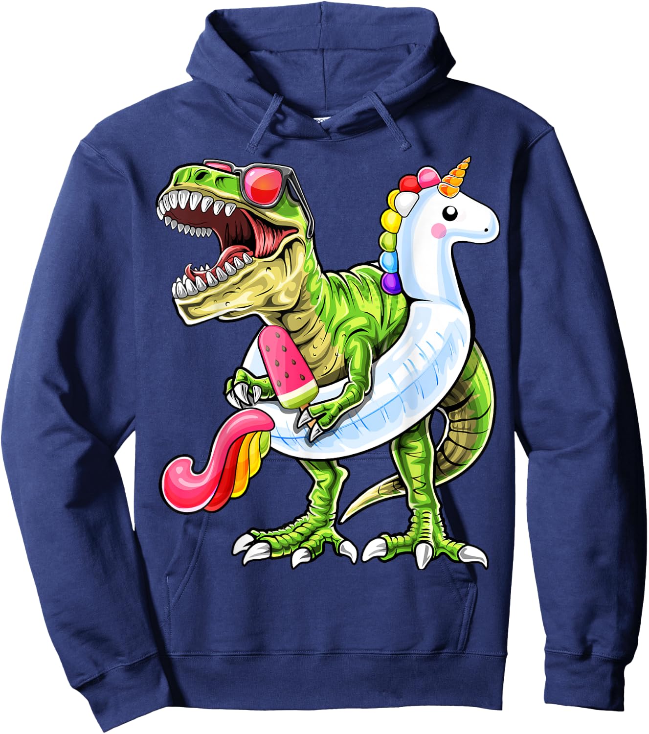 Pool Party T Rex Dinosaur Unicorn Float Summer Shirt Gift Hoodie - Hoodie | Navy