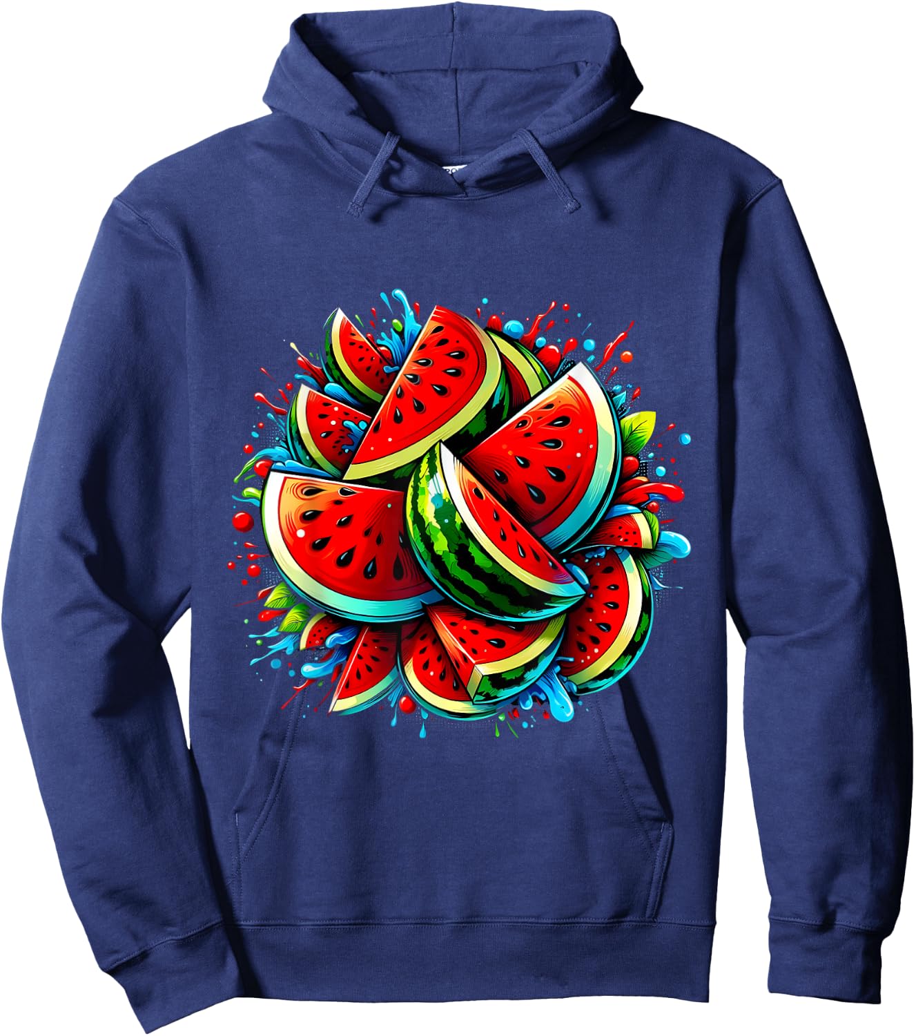 Colorful Watermelon Shirt Tropical Fruit Lovers , Black, S Hoodie - Hoodie | Navy