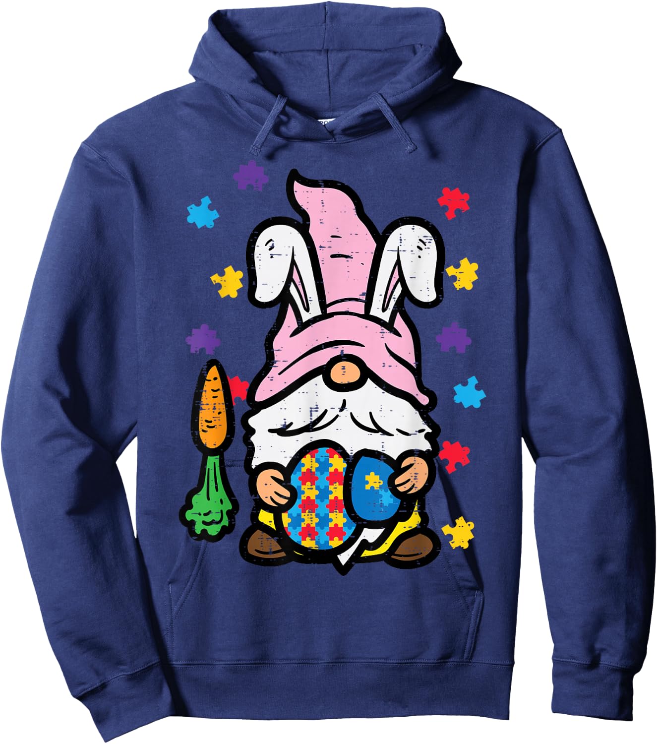Easter Gnome Bunny Autism Awareness Spring Men Women Kids Hoodie - Hoodie | Navy