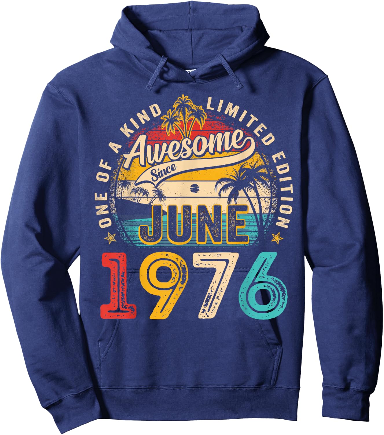 50 Years Old Awesome Since June 1976 50th Birthday Vintage Hoodie - Hoodie | Navy
