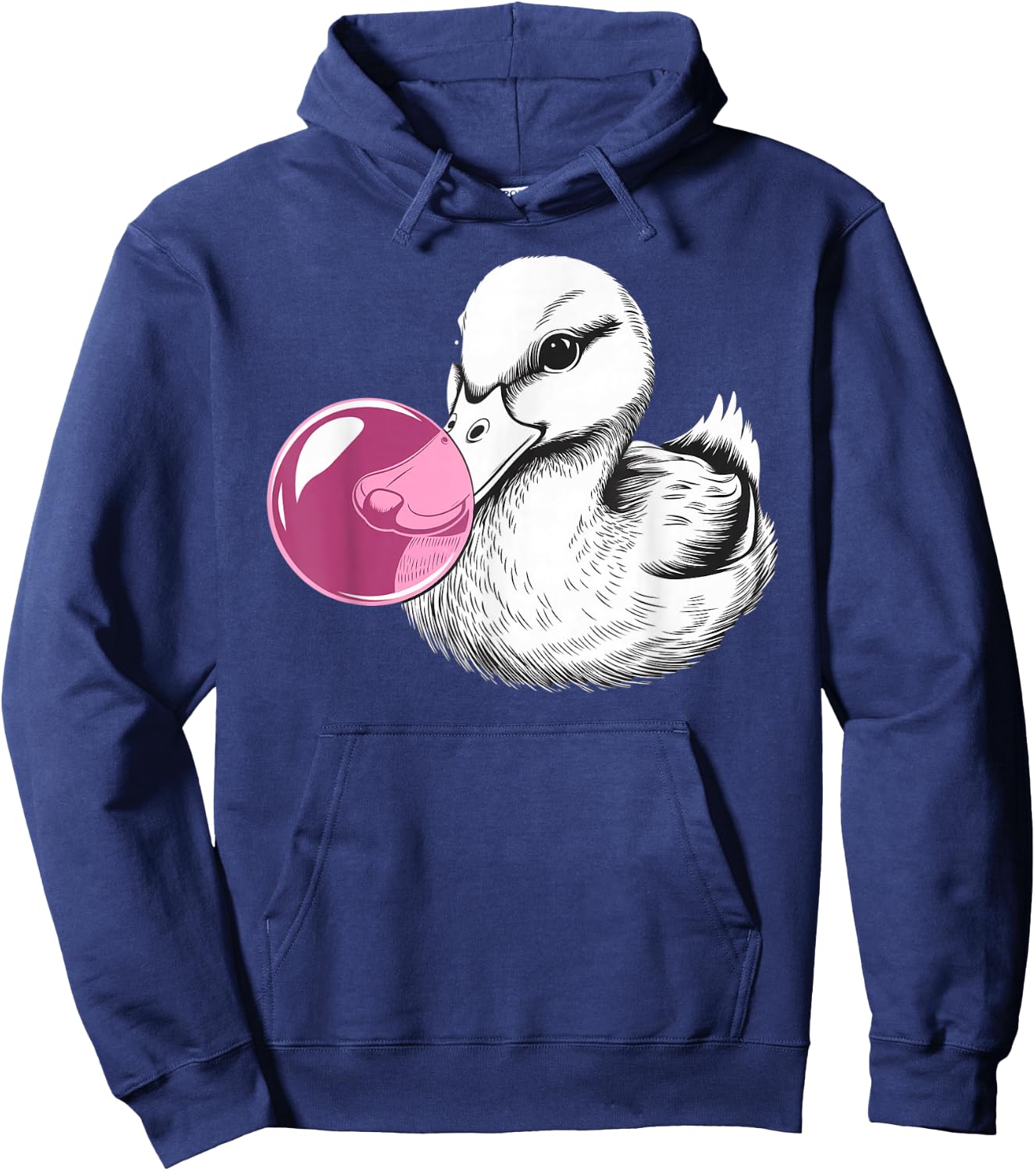 Cute Duck on pink bubble gum Duck Hoodie - Hoodie | Navy