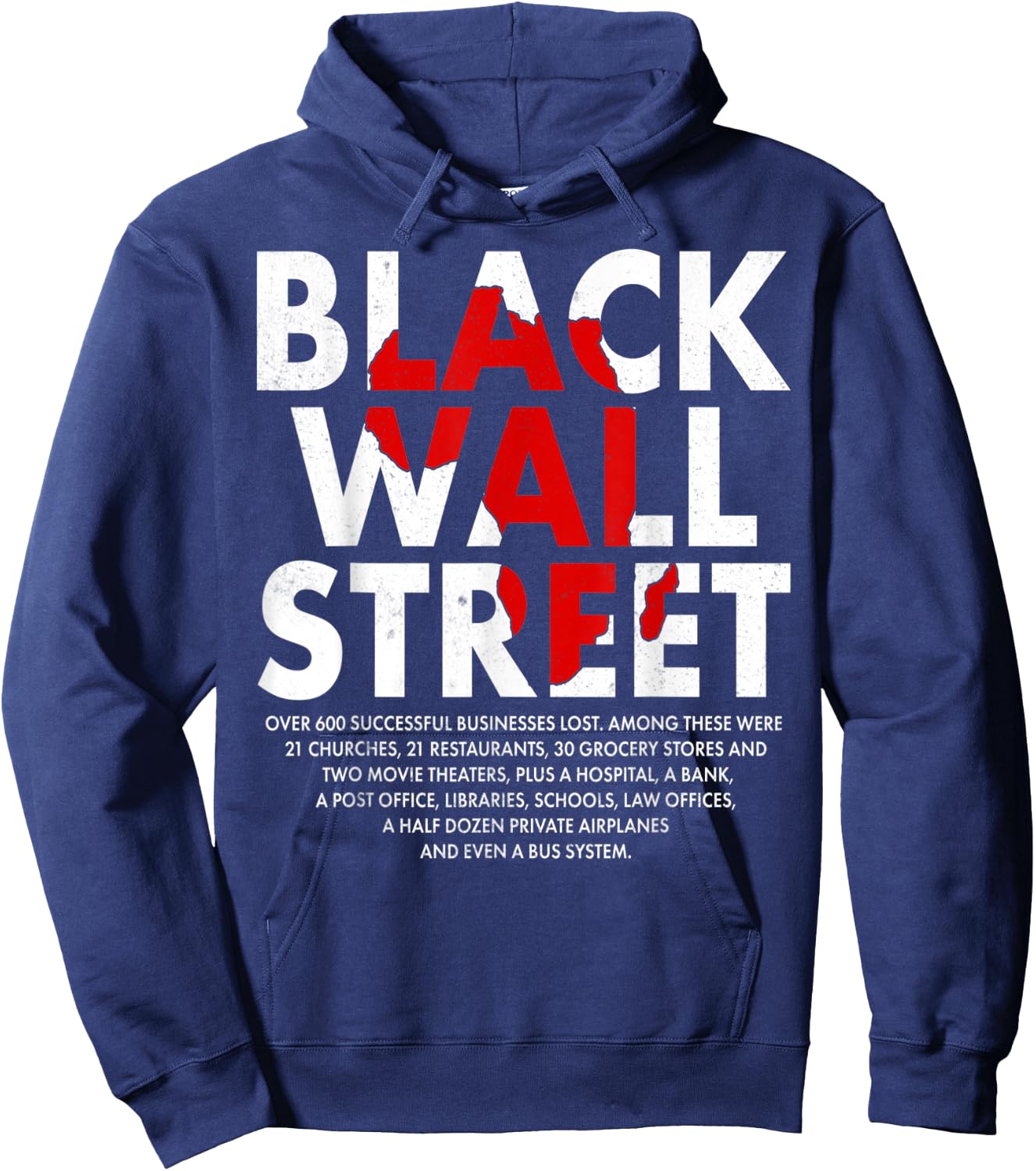 Black Wall Street Black History Month Hoodie - Hoodie | Navy