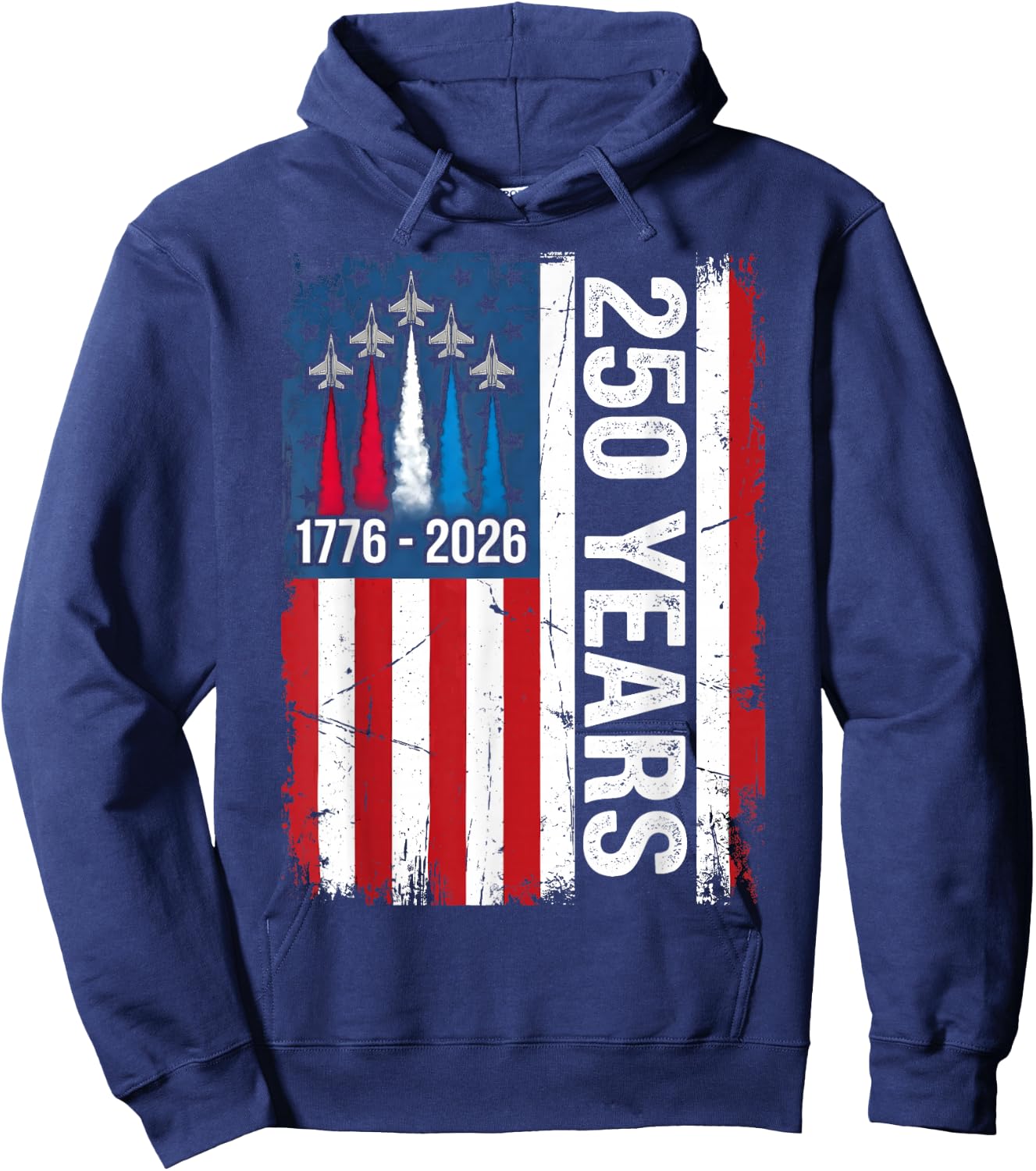 250 Anniversary USA Flag Fighter Jets 4th of July 250 Years Hoodie - Hoodie | Navy