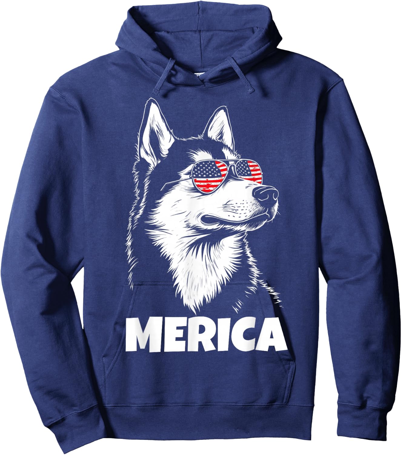American Flag Merica husky dog 4th Of July kids women men Hoodie - Hoodie | Navy