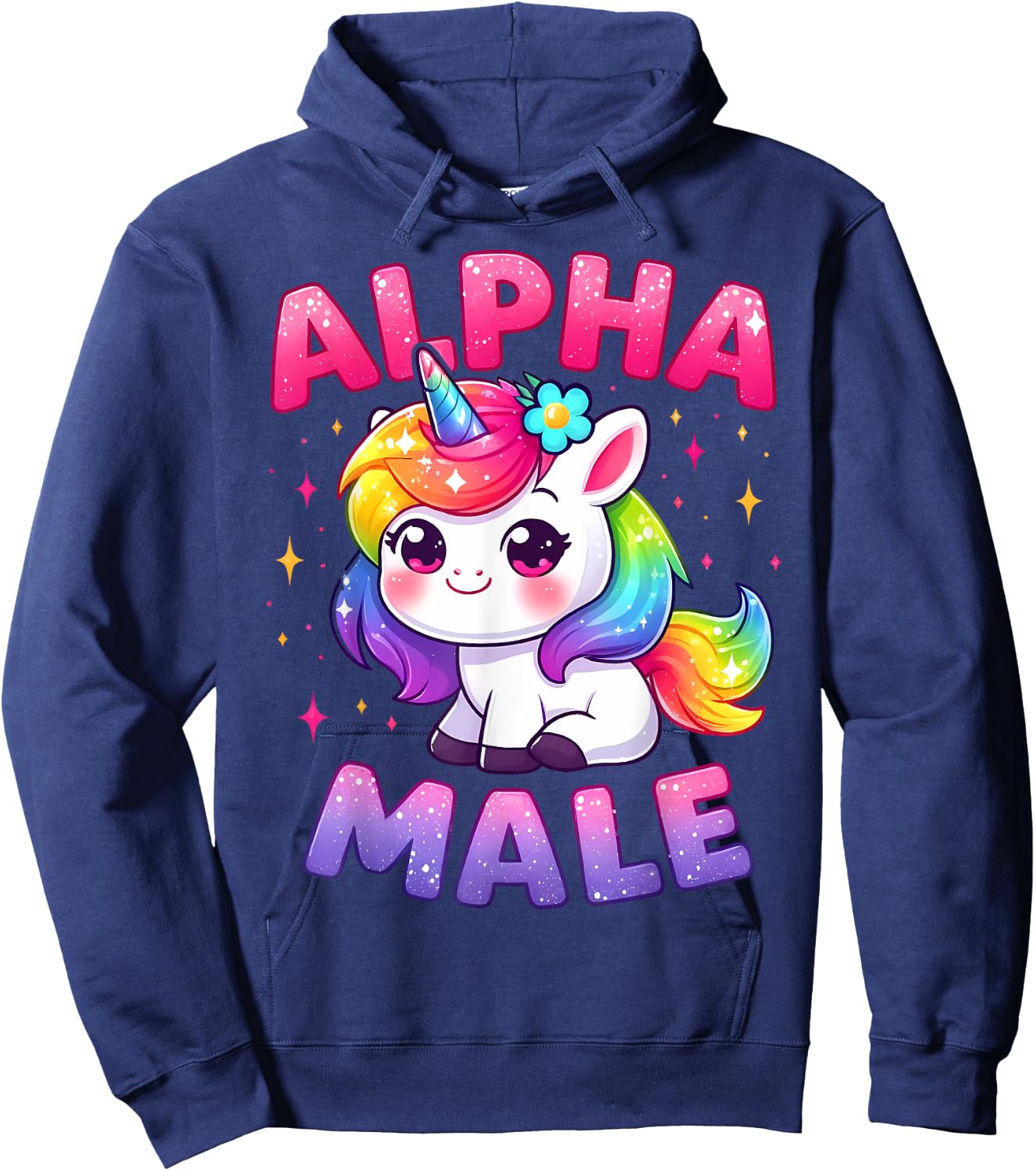 Funny Ironic Alpha Unicorn Sarcastic Girly Sparkle Rainbow Hoodie - Hoodie | Navy