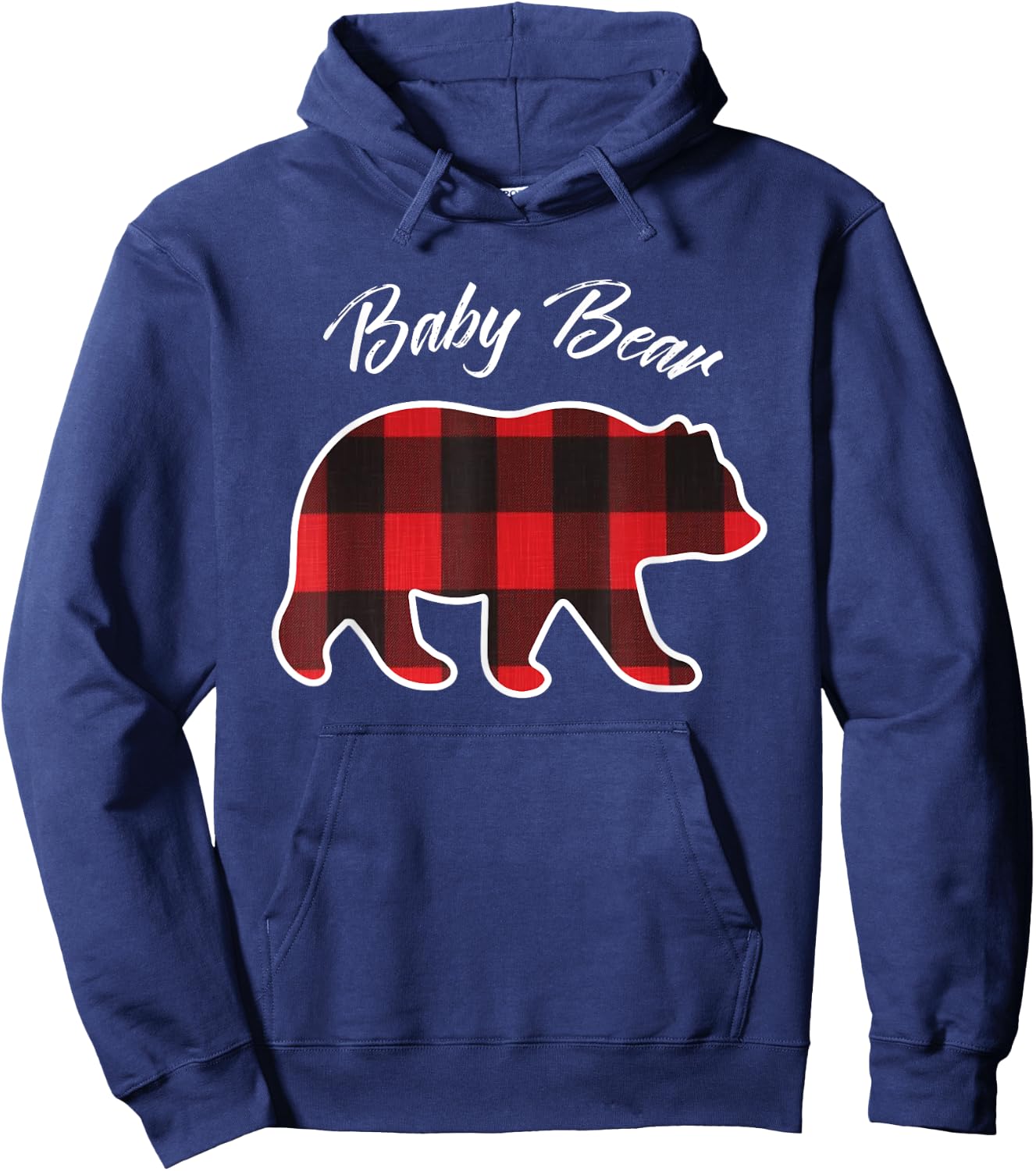 Baby Bear | Matching Family Christmas Red Plaid Pajama Hoodie - Hoodie | Navy
