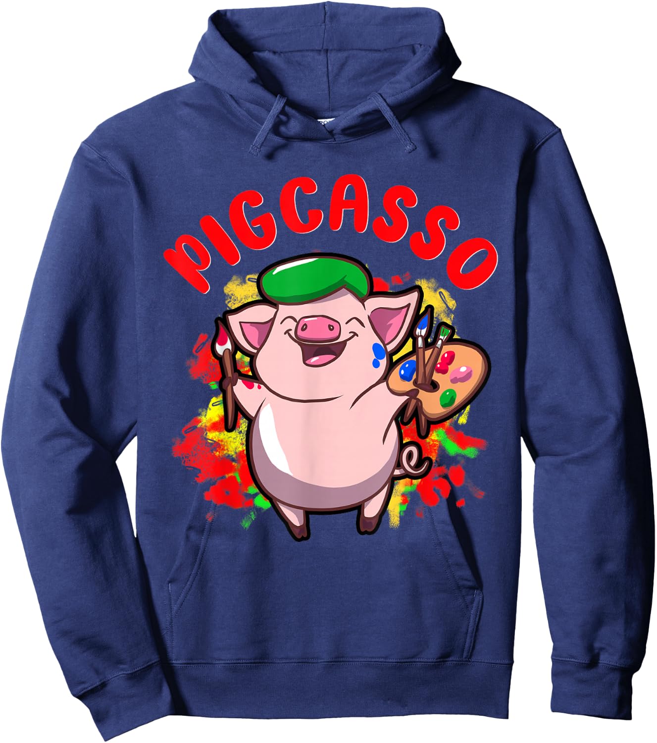 Pigcasso Funny Pig Painter Painting Artist Art Lover Piggy Hoodie - Hoodie | Navy