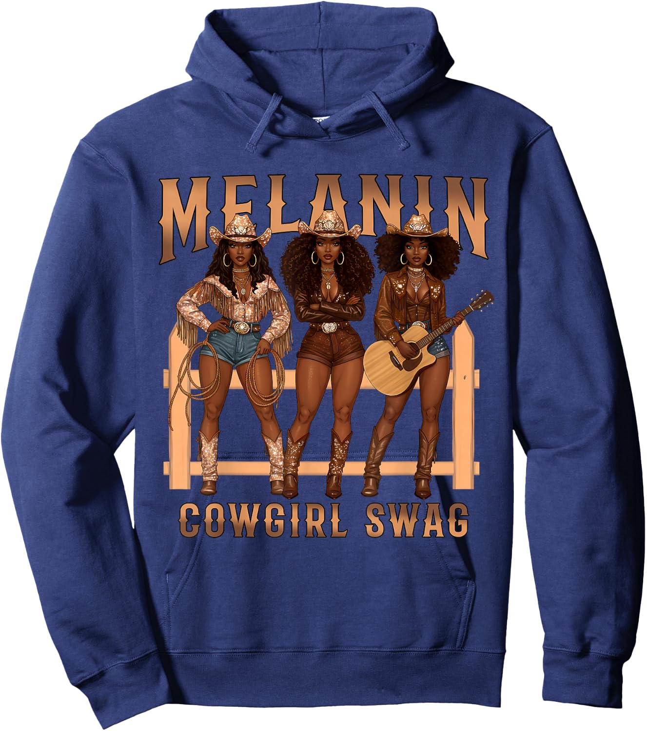 Melanin Cowgirl Swag Black History Month African Girls Women Hoodie - Hoodie | Navy