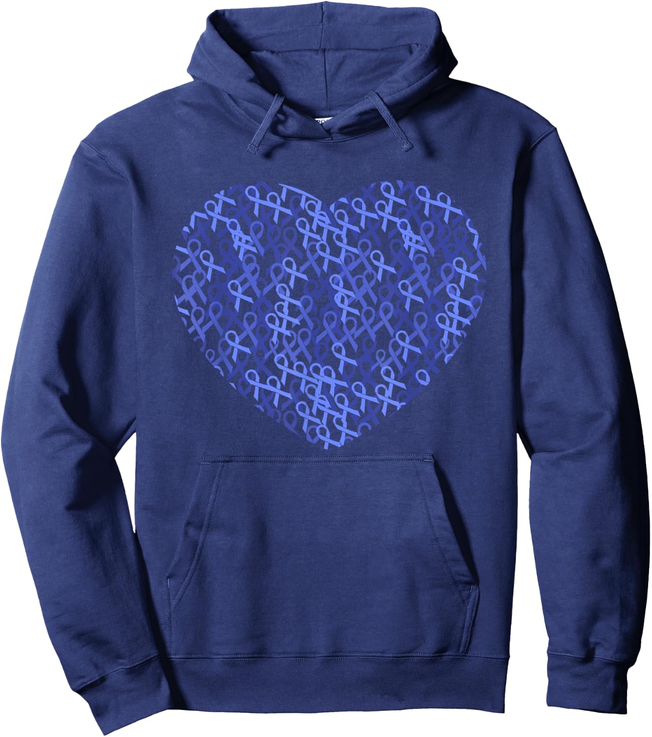 Colorectal Colon Cancer Awareness Blue Ribbon Heart Hoodie - Hoodie | Navy