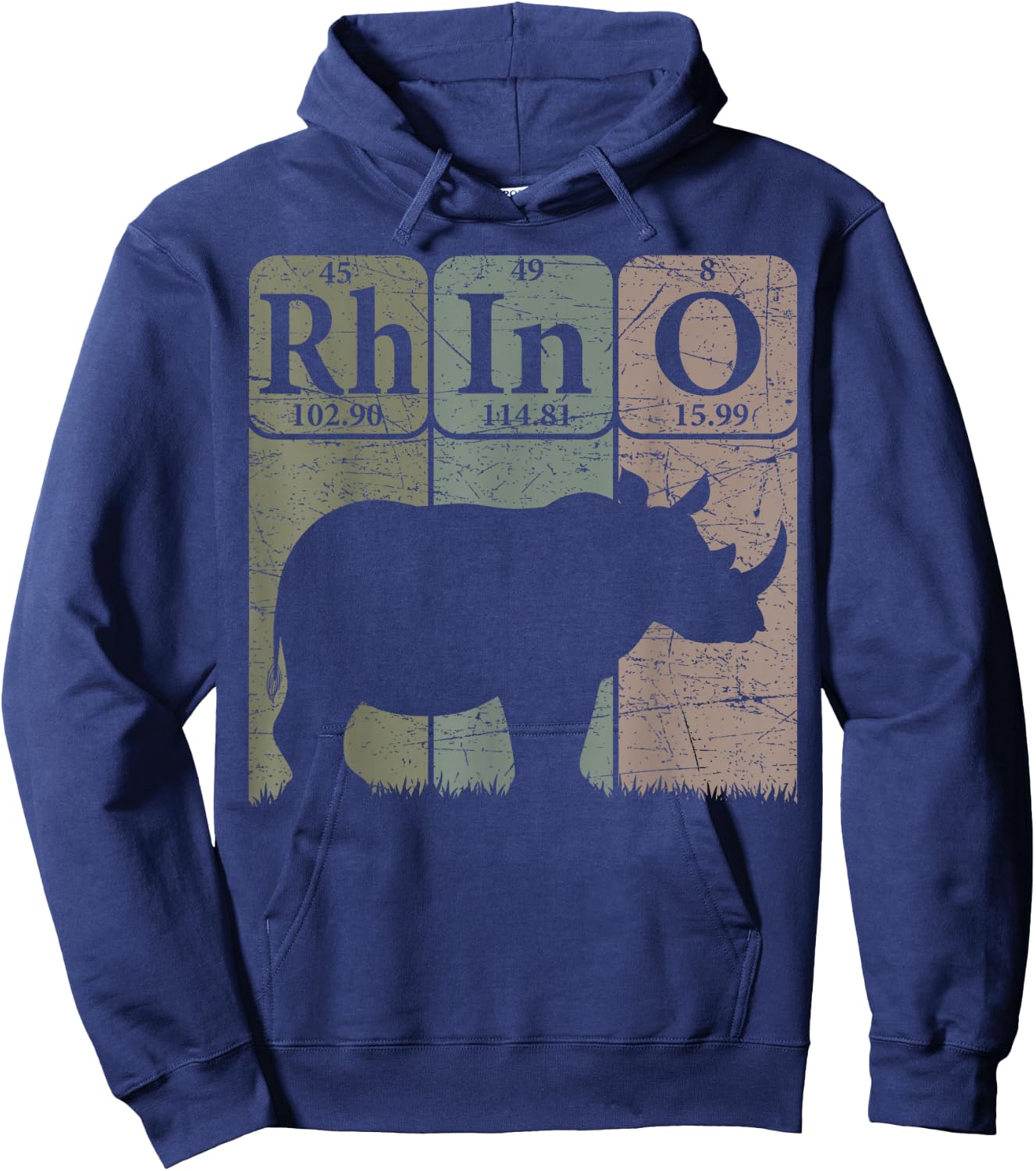 Rhino Periodic Table Elements Rhino Lover Rhinoceros Retro Hoodie - Hoodie | Navy