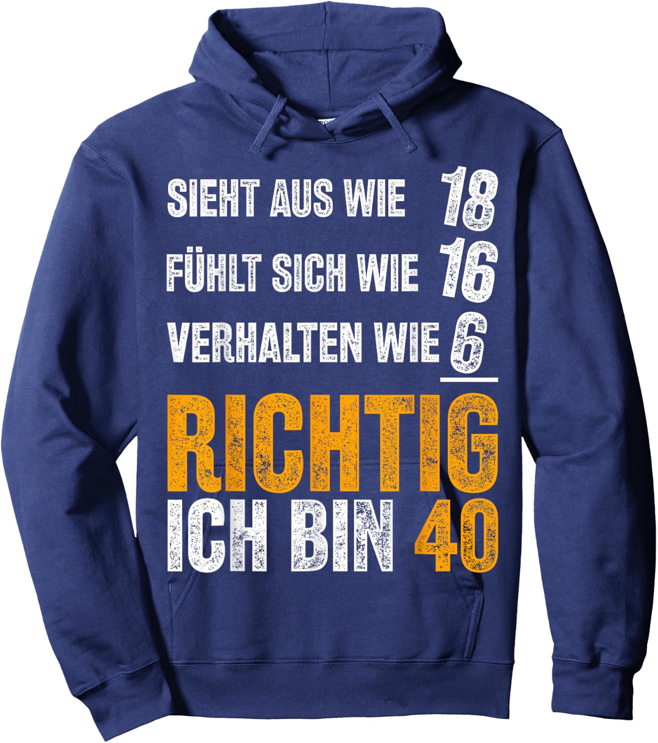 Vintage 40 Man Funny Gift 40th Birthday , black Hoodie - Hoodie | Navy