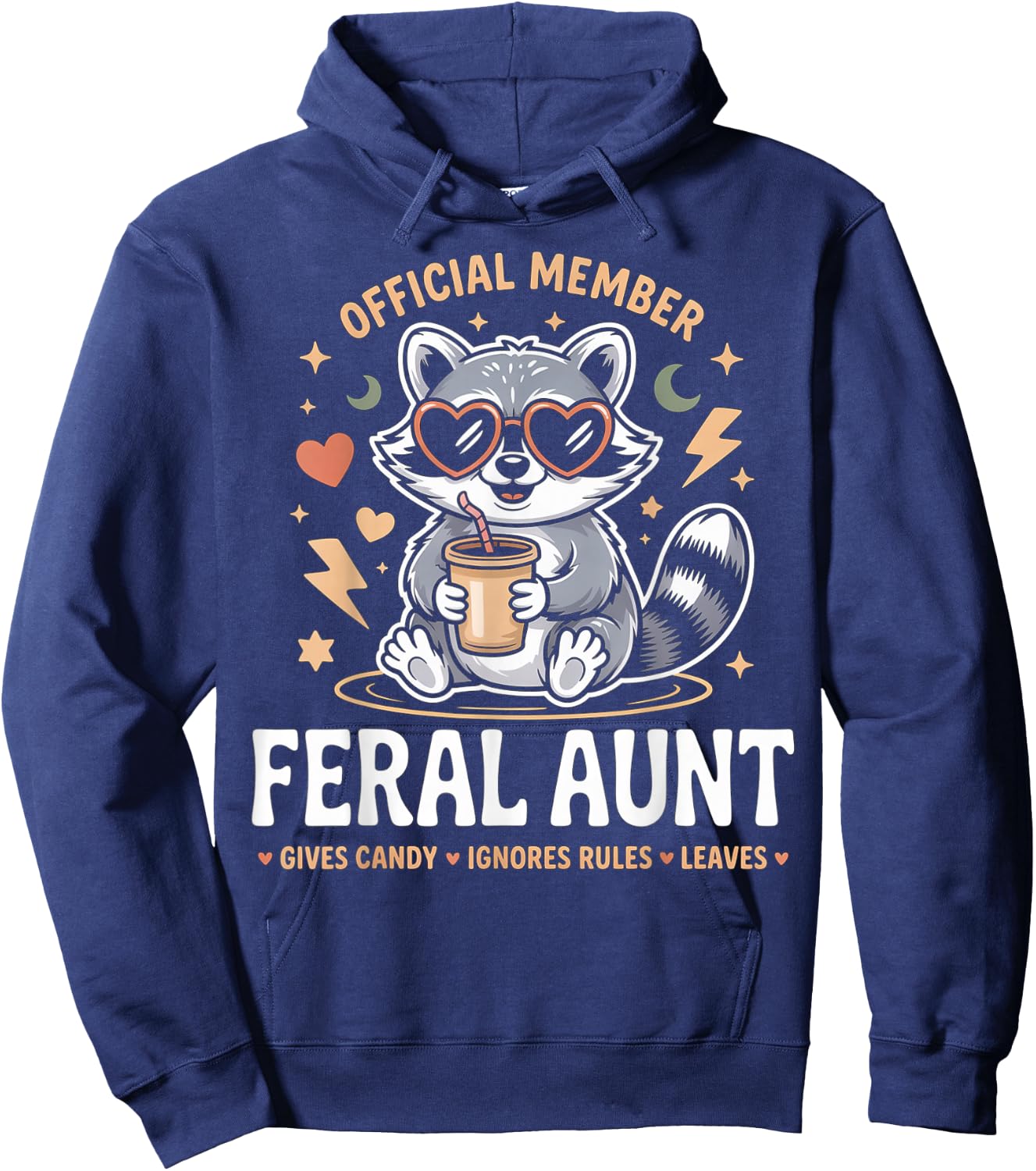 Raccoon Gives Candy Official Member Feral Aunt Hoodie - Hoodie | Navy
