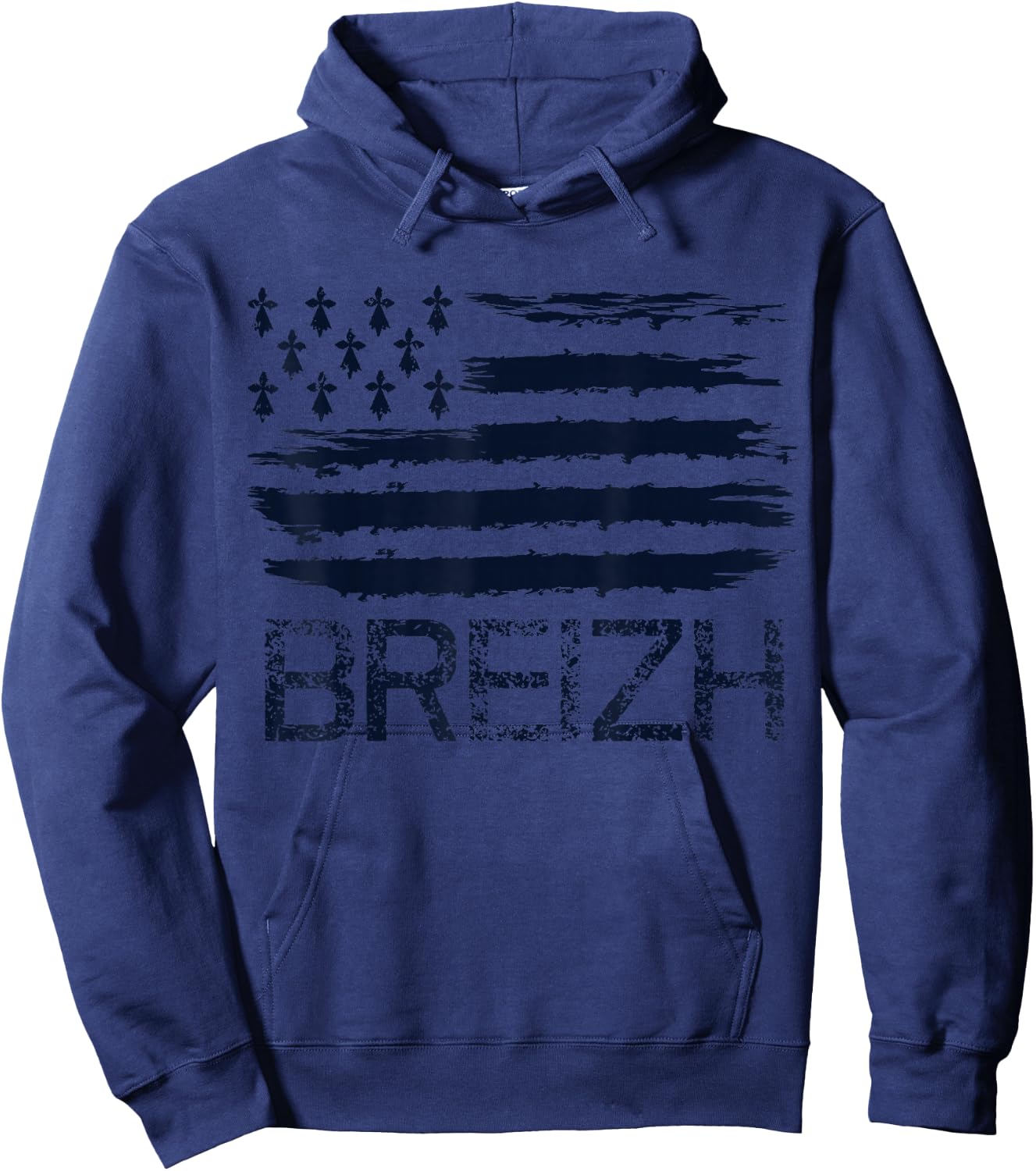 Flag of Brittany,Vintage Breizh Design for Bretons , white, S Hoodie - Hoodie | Navy