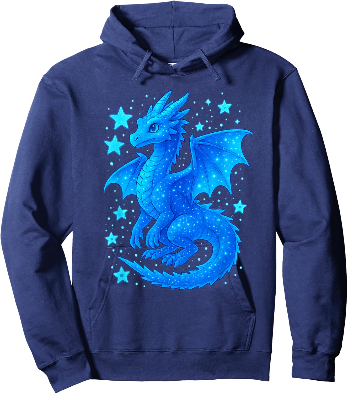 Mystical Blue Dragon Celestial Fantasy Illustration Cute Art Hoodie - Hoodie | Navy
