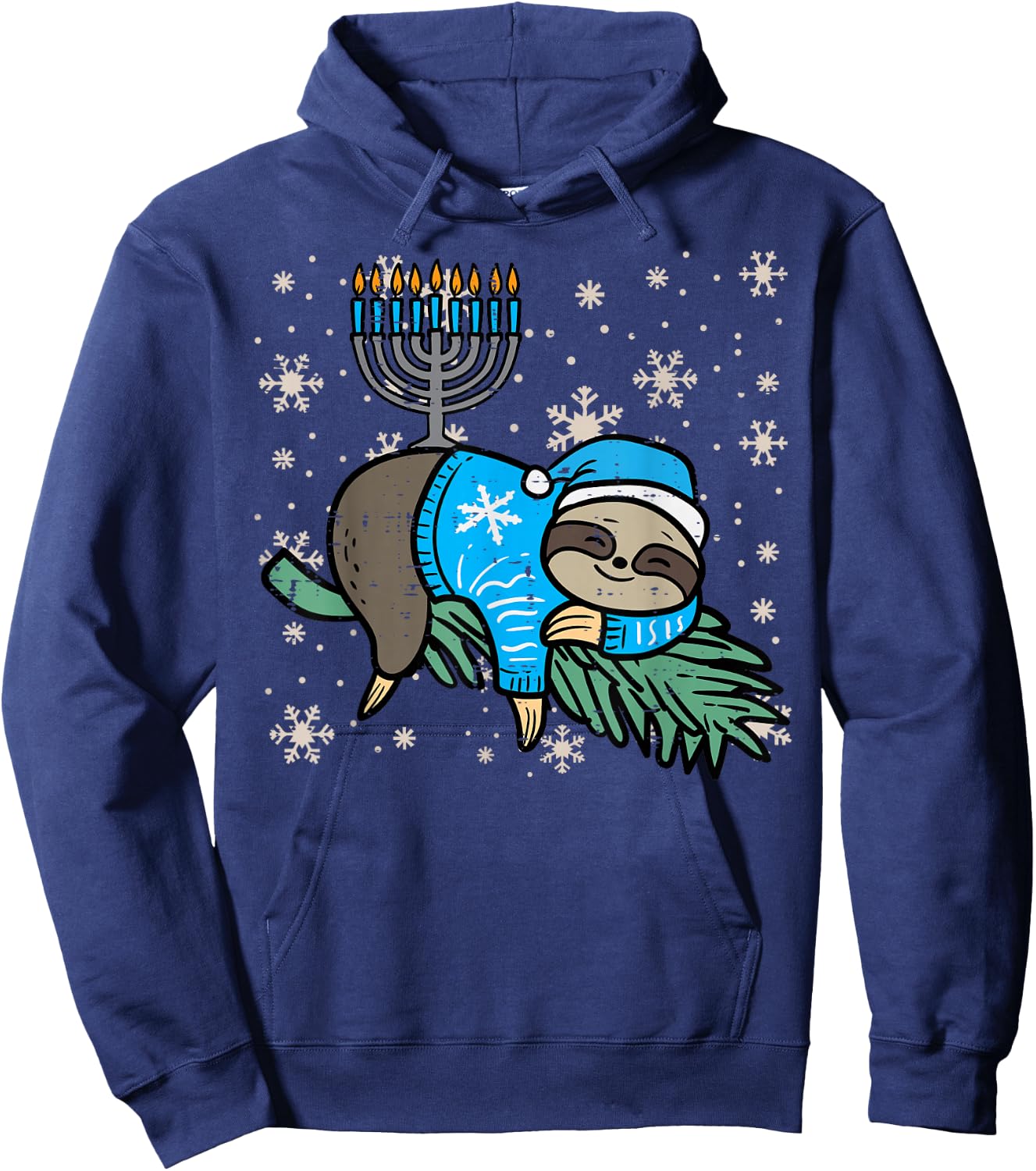 Hanukkah Sloth Nap Chanukah Jewish Kids Toddler Women Men Hoodie - Hoodie | Navy