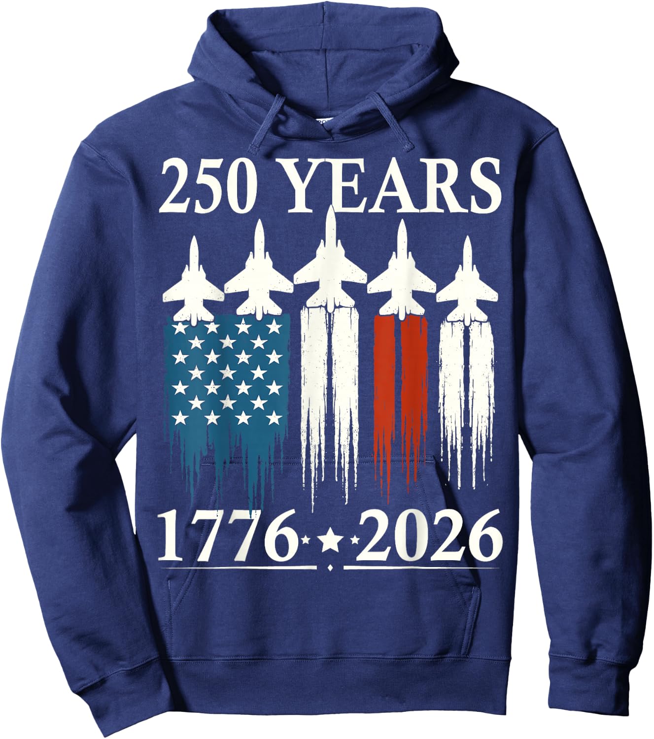 American Flag Fighter Jets 250th Anniversary USA 4th July Hoodie - Hoodie | Navy