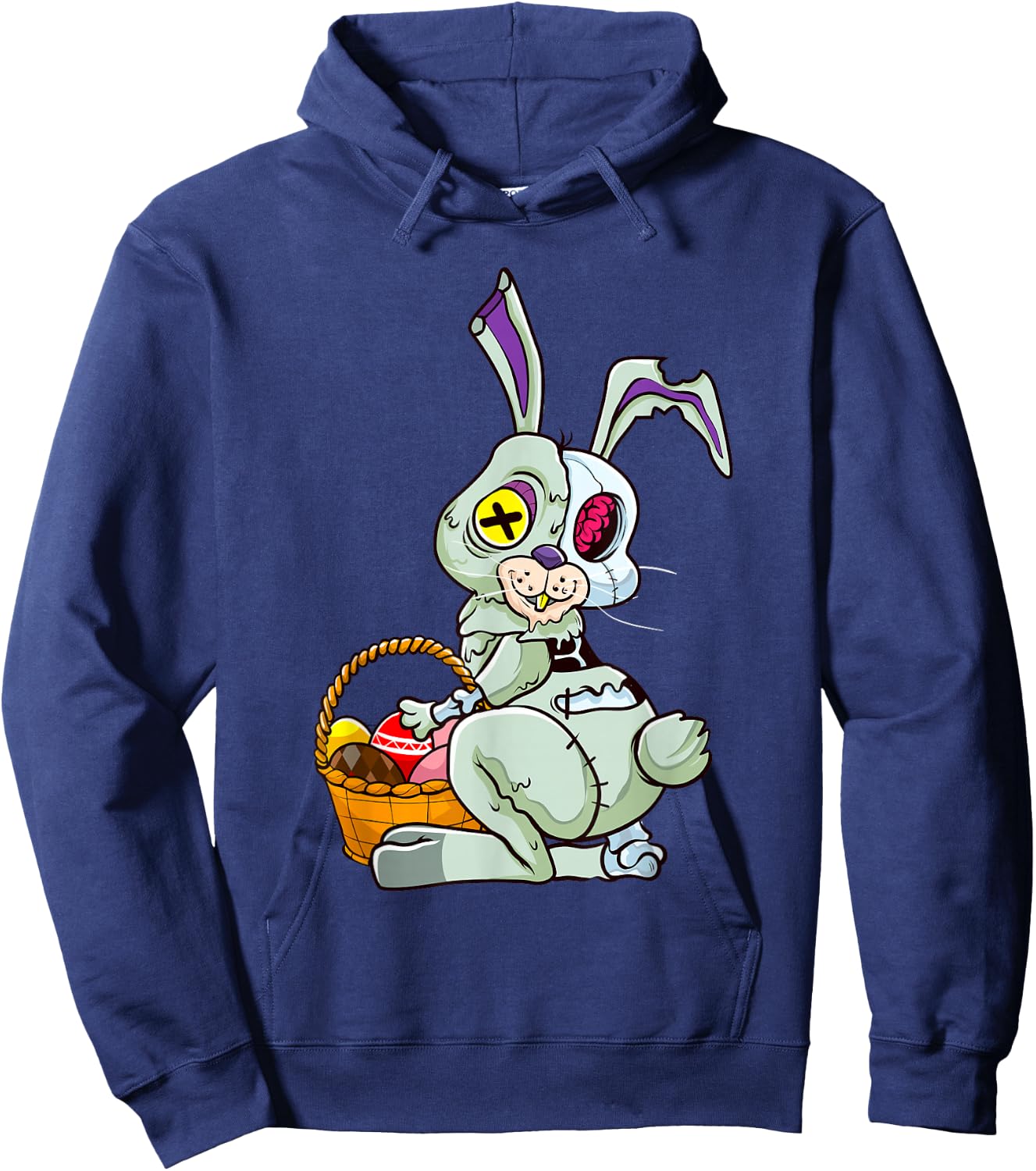 Zombie Easter Bunny Pastel Goth Easter Egg Women Teen Girls Hoodie - Hoodie | Navy