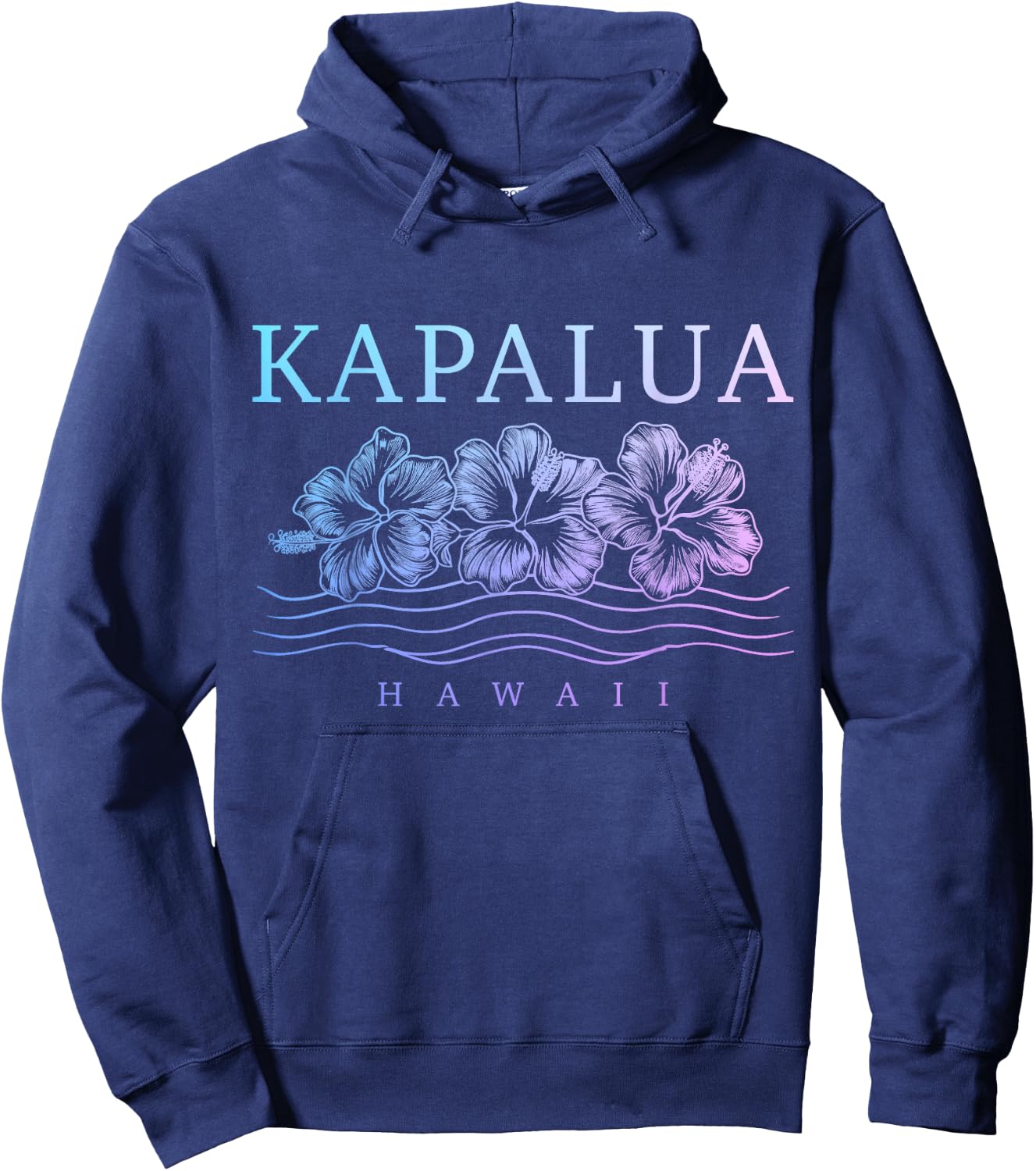 Kapalua Hawaii Hawaiian Hibiscus Flowers Surfer Souvenir Hoodie - Hoodie | Navy