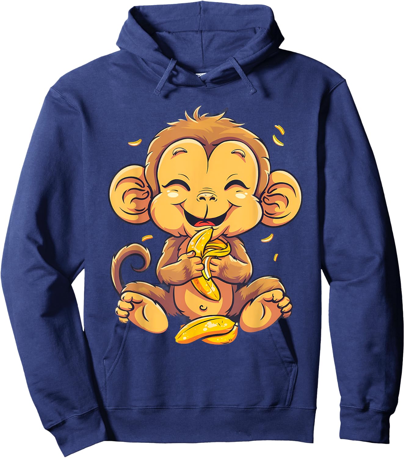 Banana Monkey Cute Monkey Bananas Fruit Artwork Wildlife Hoodie - Hoodie | Navy