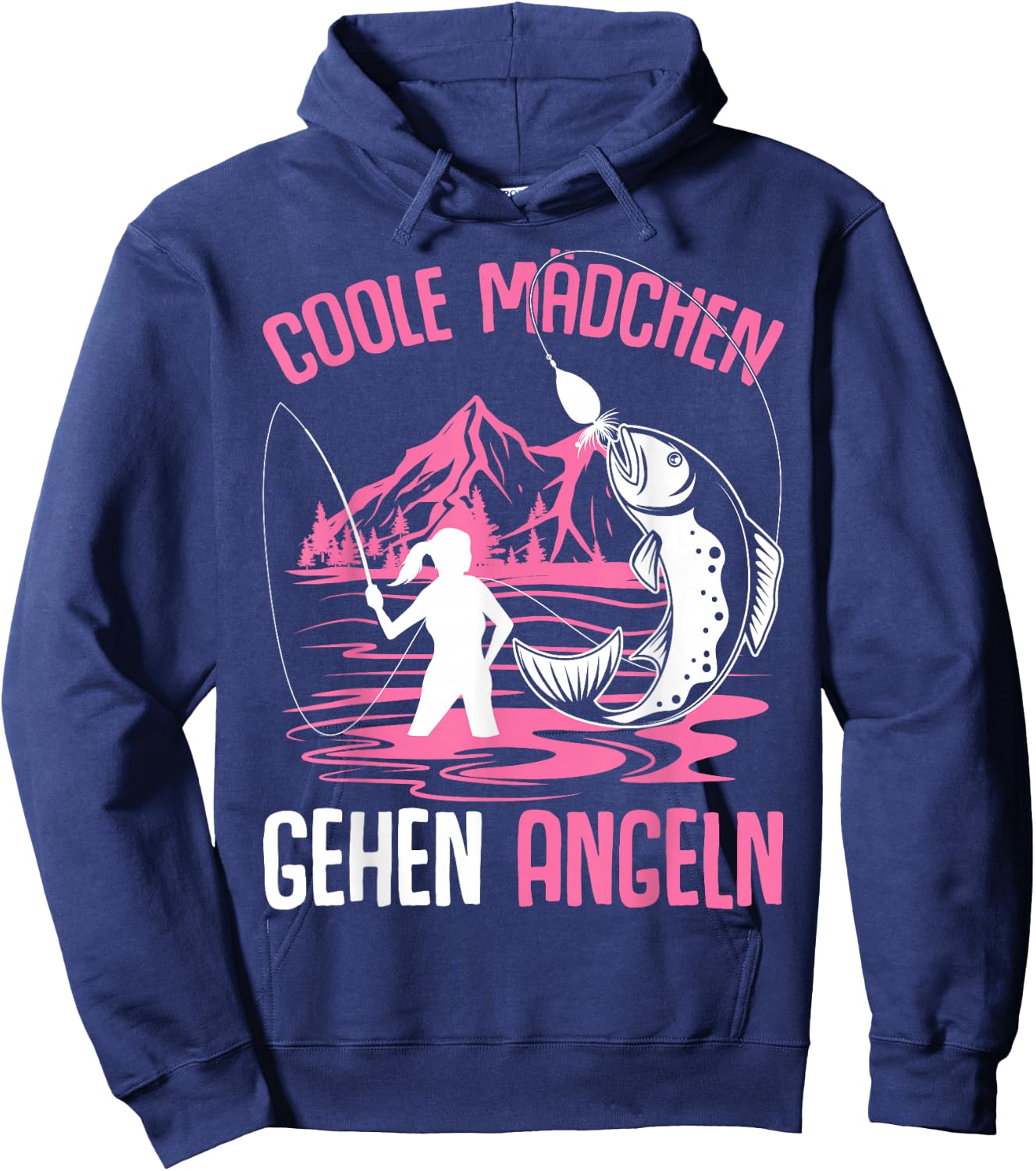 Coole Mädchen gehen Angeln Angler Fischer Kinder Angel Hoodie - Hoodie | Navy