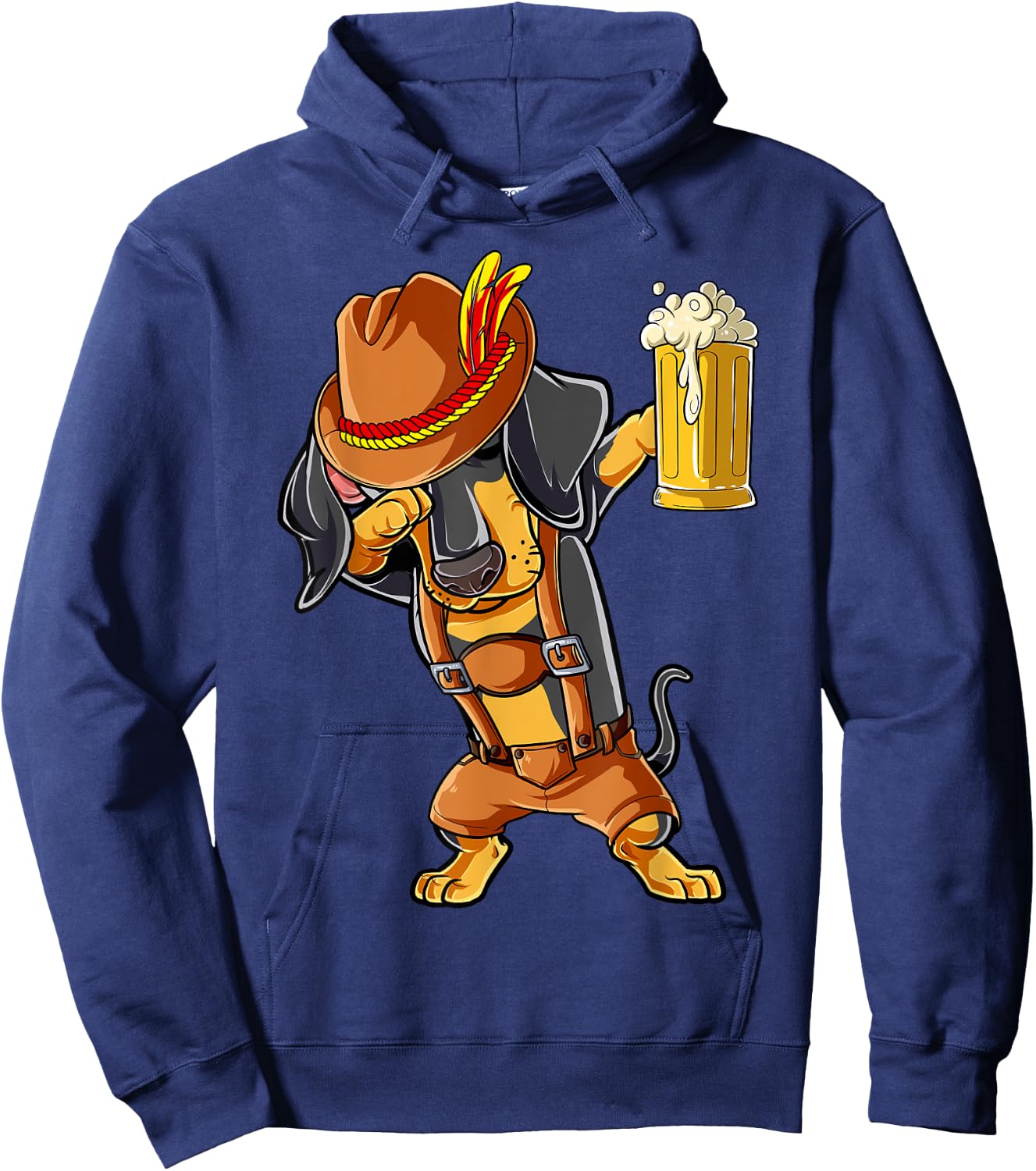Dabbing Dachshund T shirt Oktoberfest Lederhosen Men Beer Hoodie - Hoodie | Navy