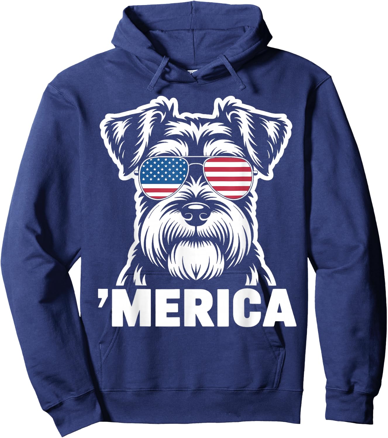 Patriotic USA American Flag 4th of July Schnauzer Hoodie - Hoodie | Navy