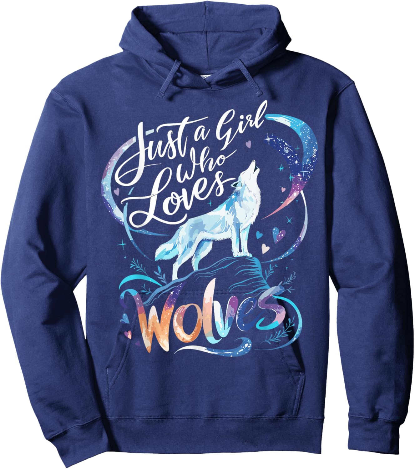 Cute Wolf Just a Girl Who Loves Wolves Hoodie - Hoodie | Navy
