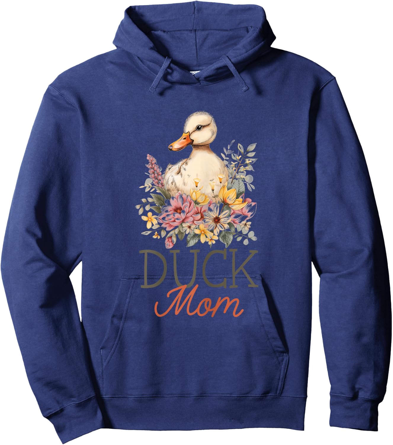 Duck Mom Vintage Flowers Floral Duck Lover Hoodie - Hoodie | Navy