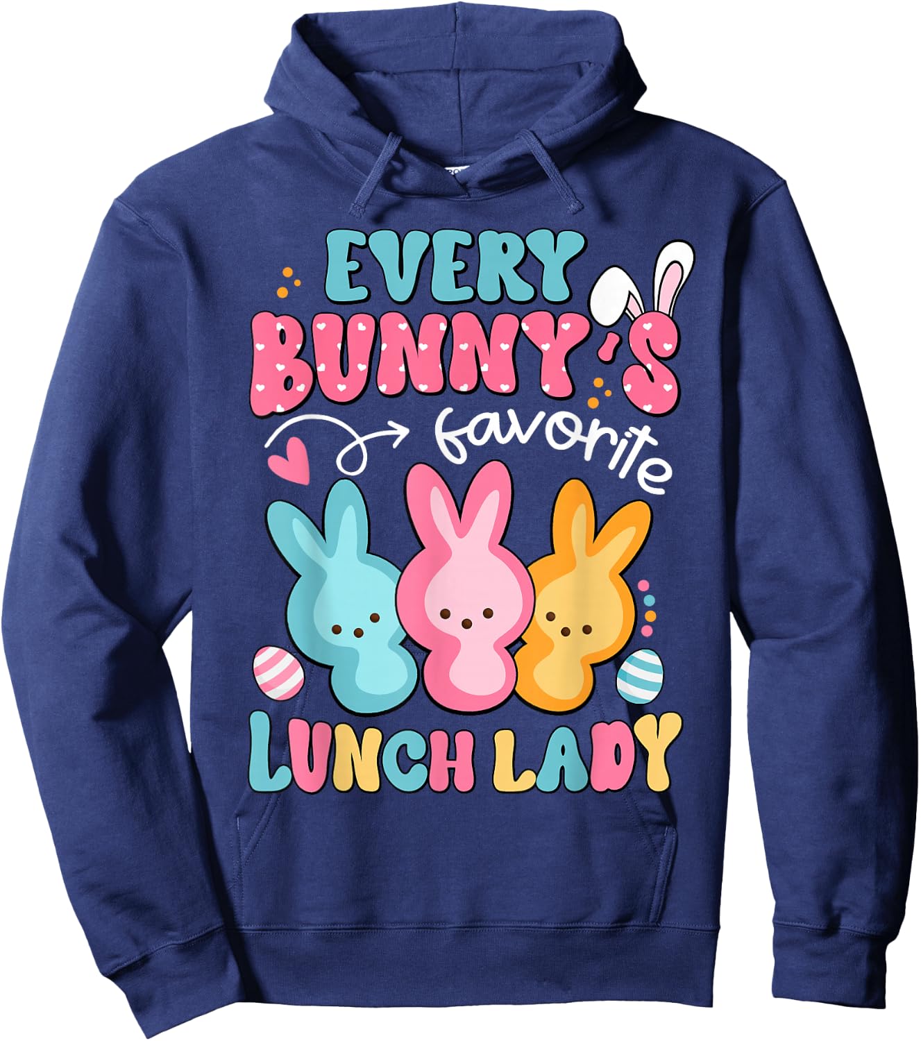 Funny Lunch Lady Easter Happy Easter Day Cafeteria Bunny Hoodie - Hoodie | Navy